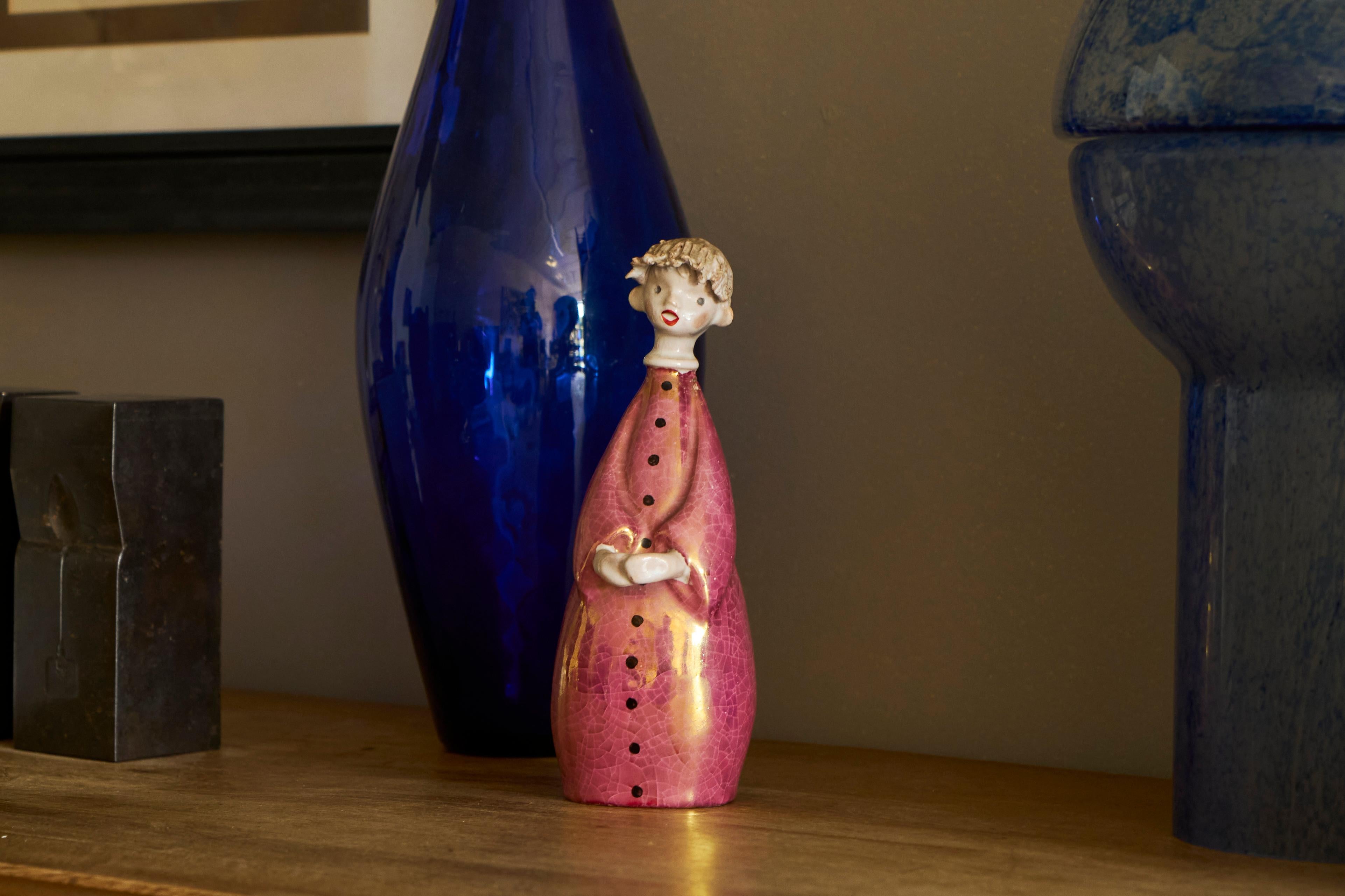 Adorable Italian Luster Glazed Studio Pottery Figurine 1960s For Sale 3