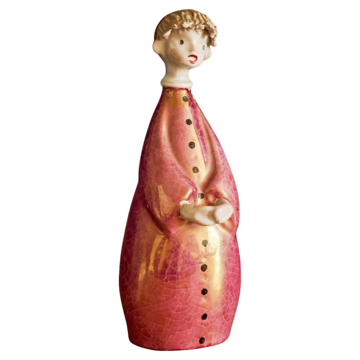 Adorable Italian Luster Glazed Studio Pottery Figurine 1960s For Sale
