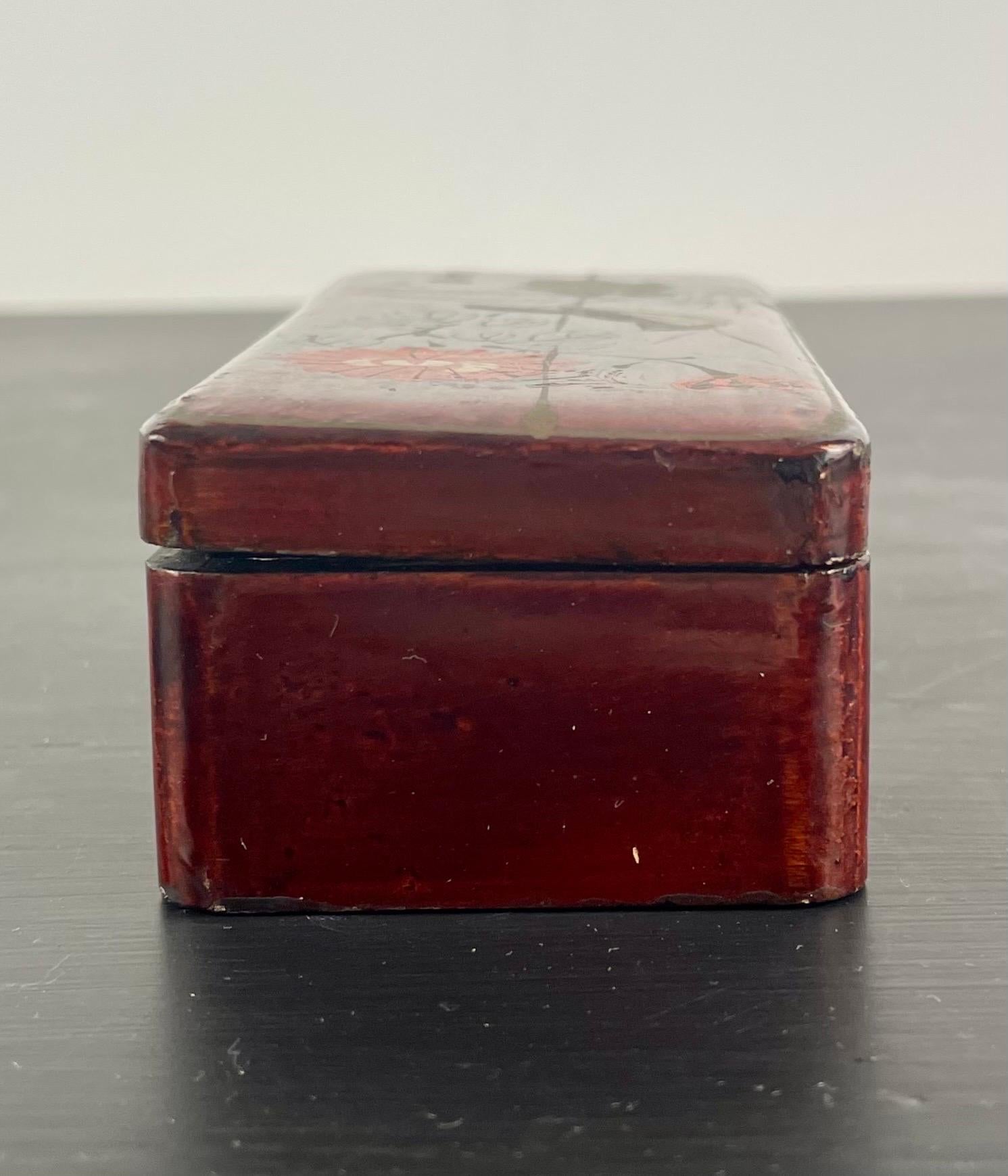 Japanese Lacquered Box Signed, Late 19th Century For Sale 4