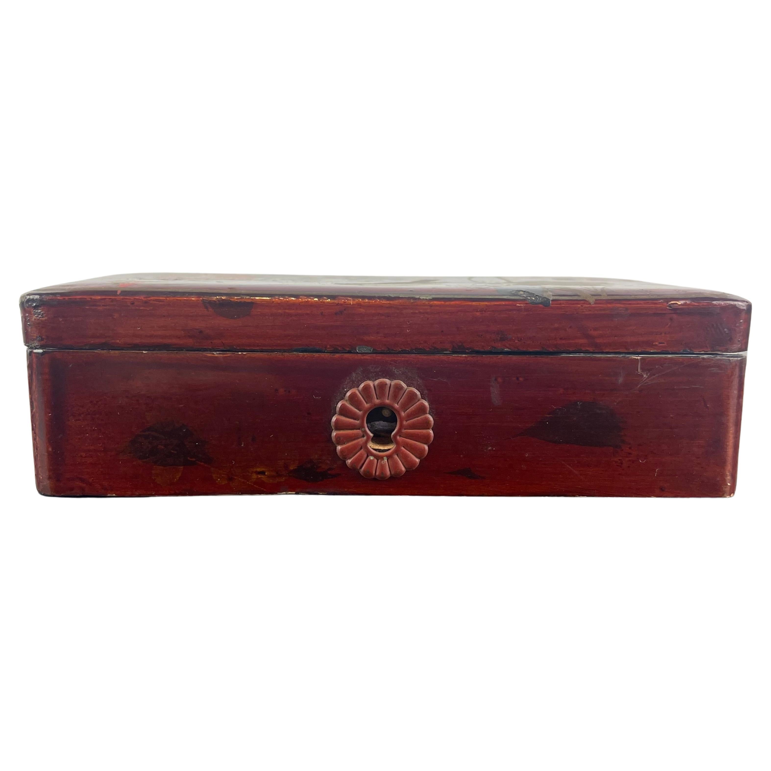 Japanese Lacquered Box Signed, Late 19th Century For Sale
