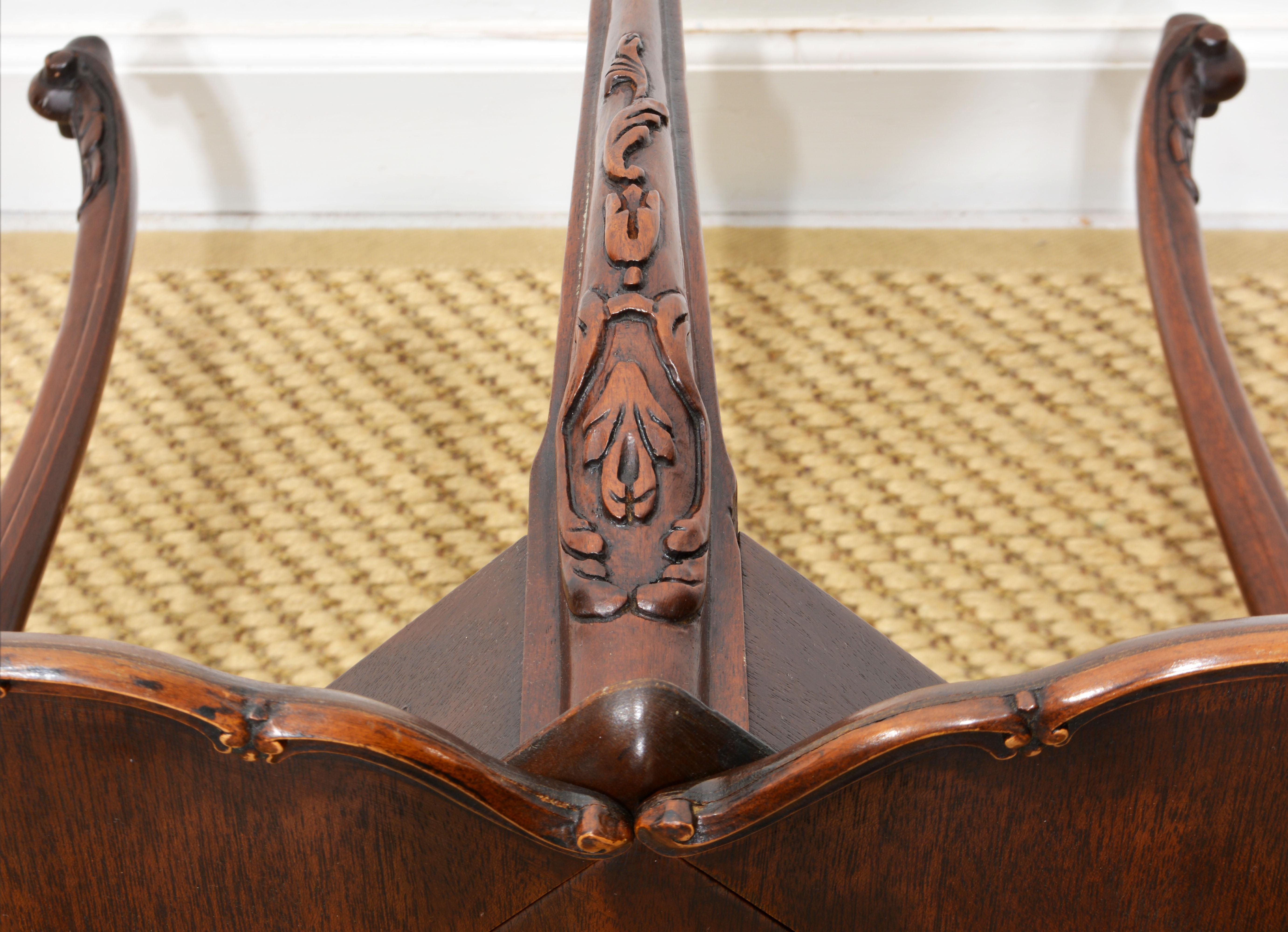 Adorable Louis XV Style Carved Walnut Drop Leaf Clover Shape Side Table 3