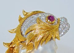 Adorable Mythic Sea Creature Brooch from the 1950s