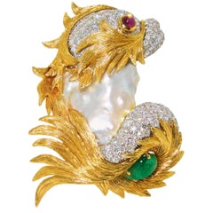 Adorable Mythic Sea Creature Brooch from the 1950s