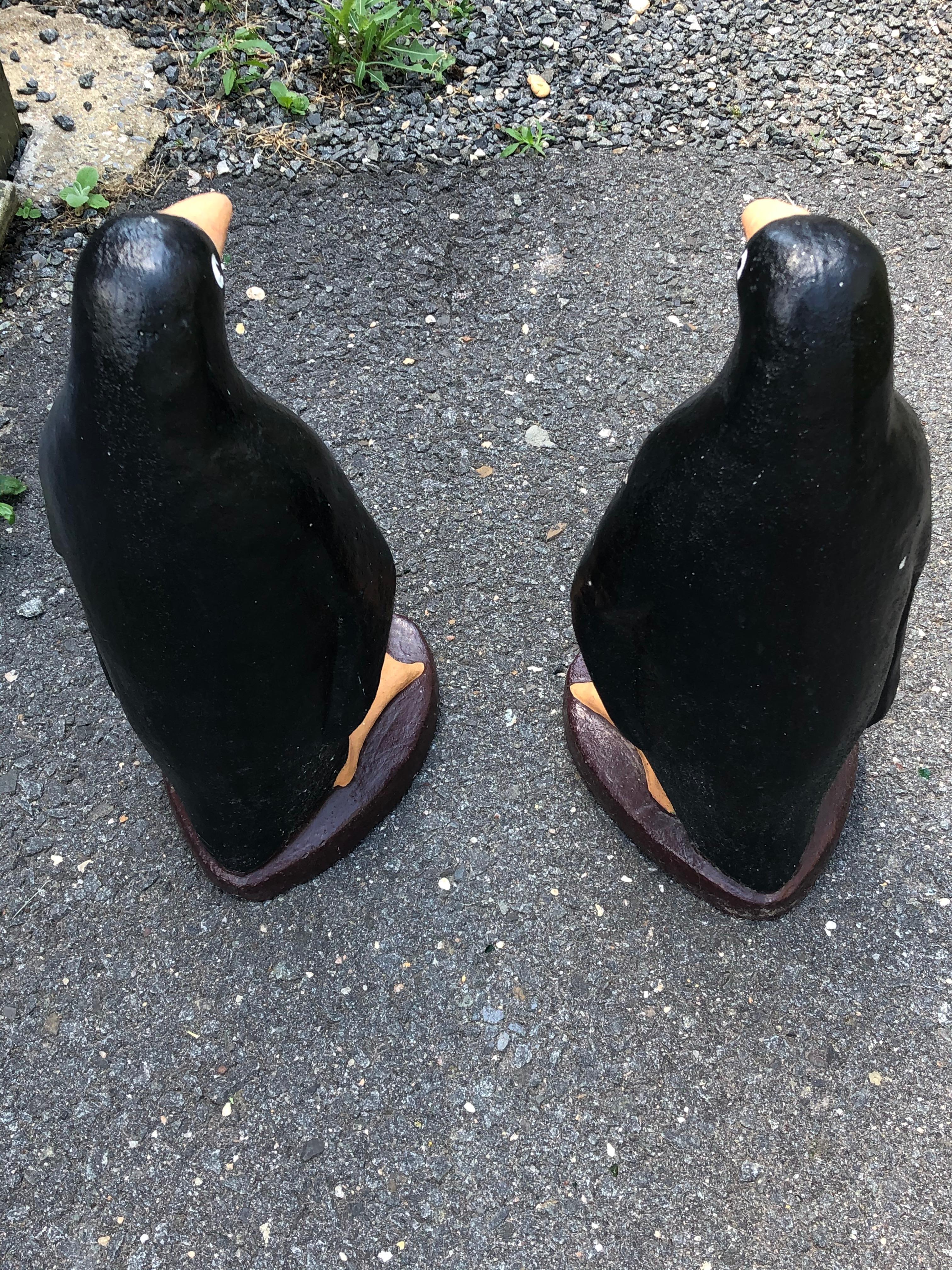 Adorable Pair of Cast Cement Garden Penguins 2