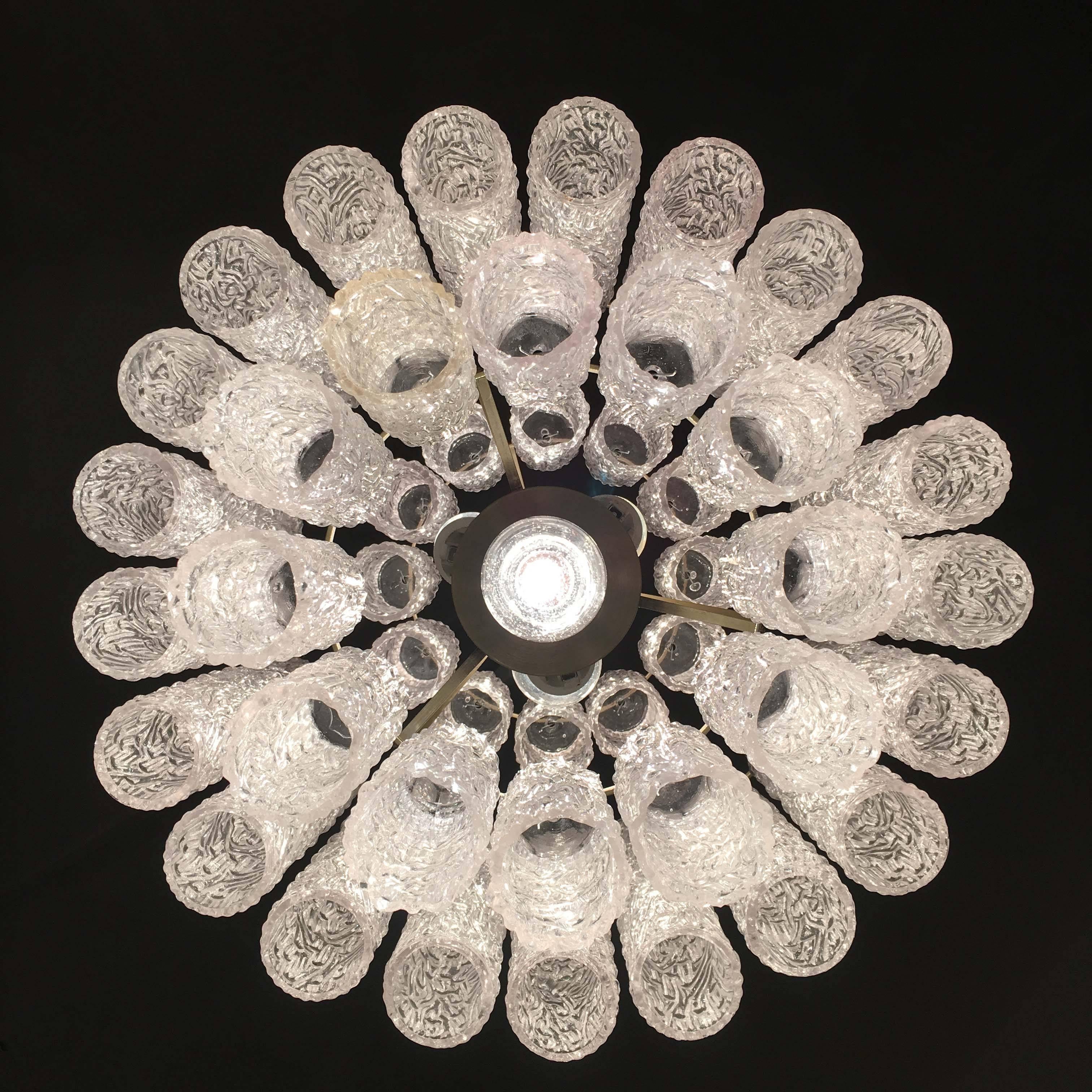Wunderschönes Paar Murano-Kronleuchter im Venini-Stil, 1970er Jahre (20. Jahrhundert)