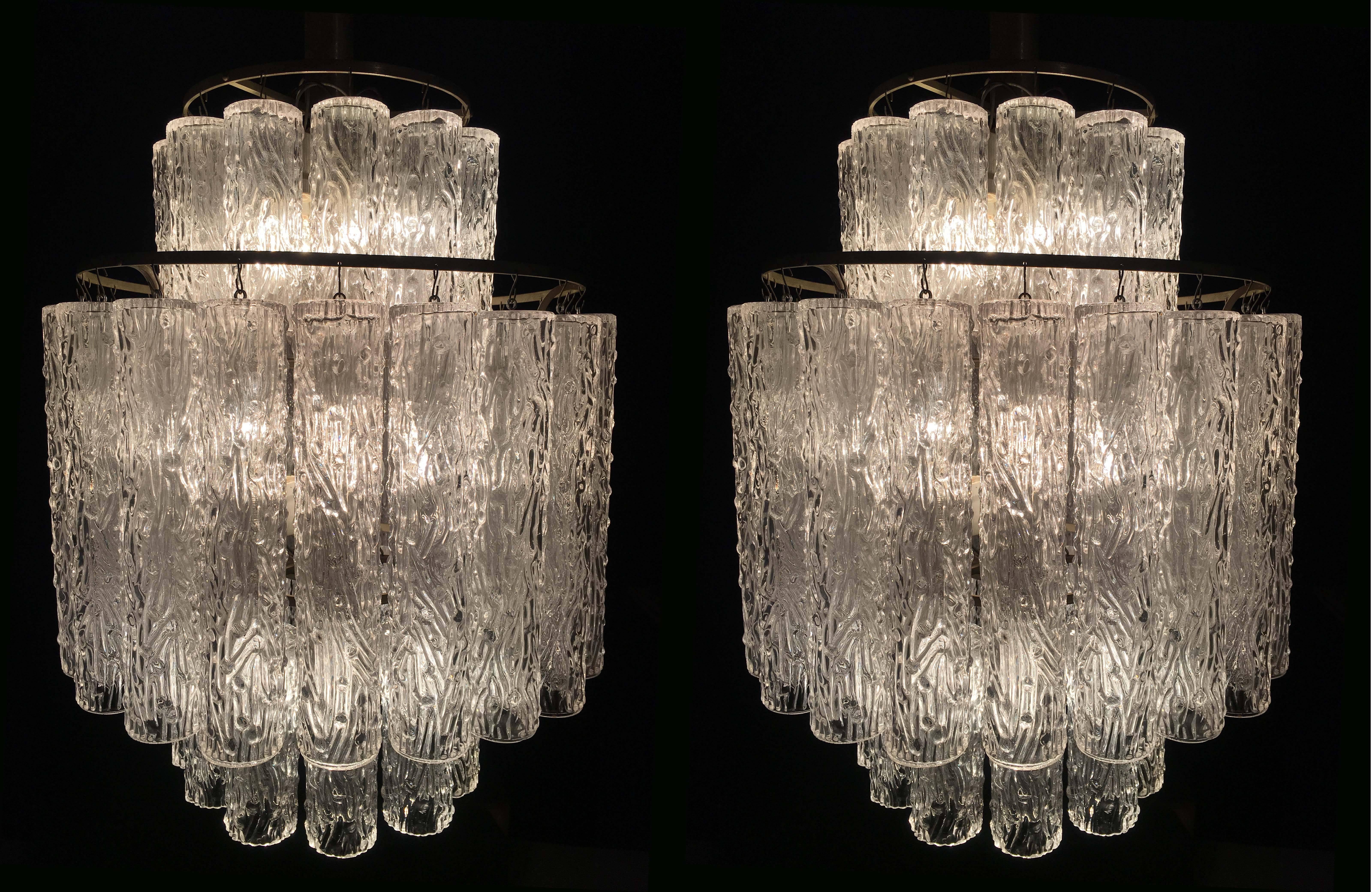 Adorable Pair of Murano Venini Style Chandeliers, 1970s 3