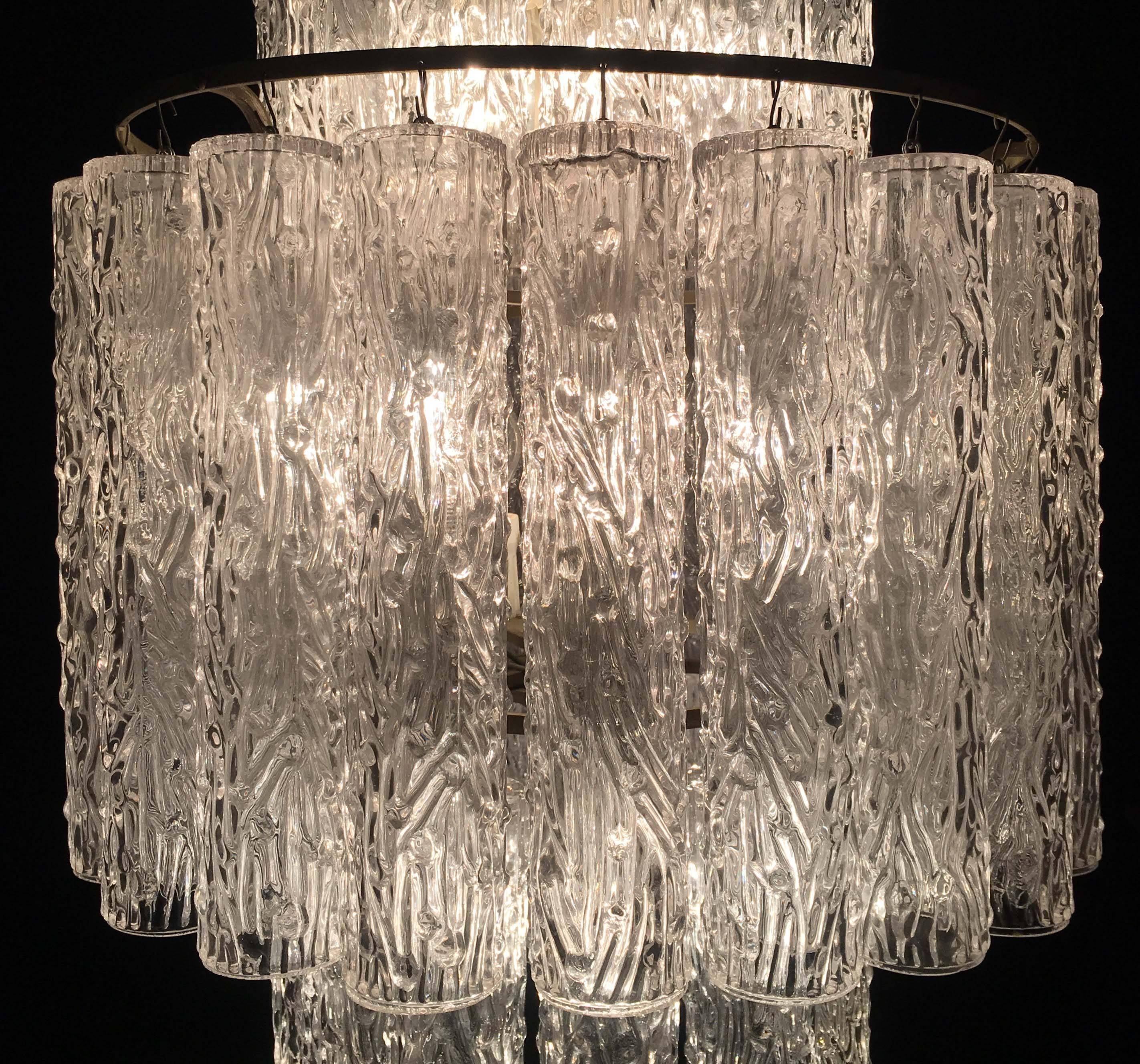 Adorable Pair of Murano Venini Style Chandeliers, 1970s 4