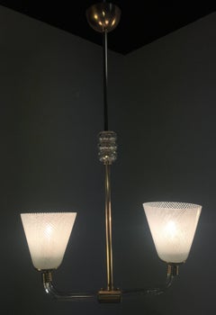 Verschnörkelter Hängeleuchter „Reticello“ von Venini, Murano, 1940er Jahre