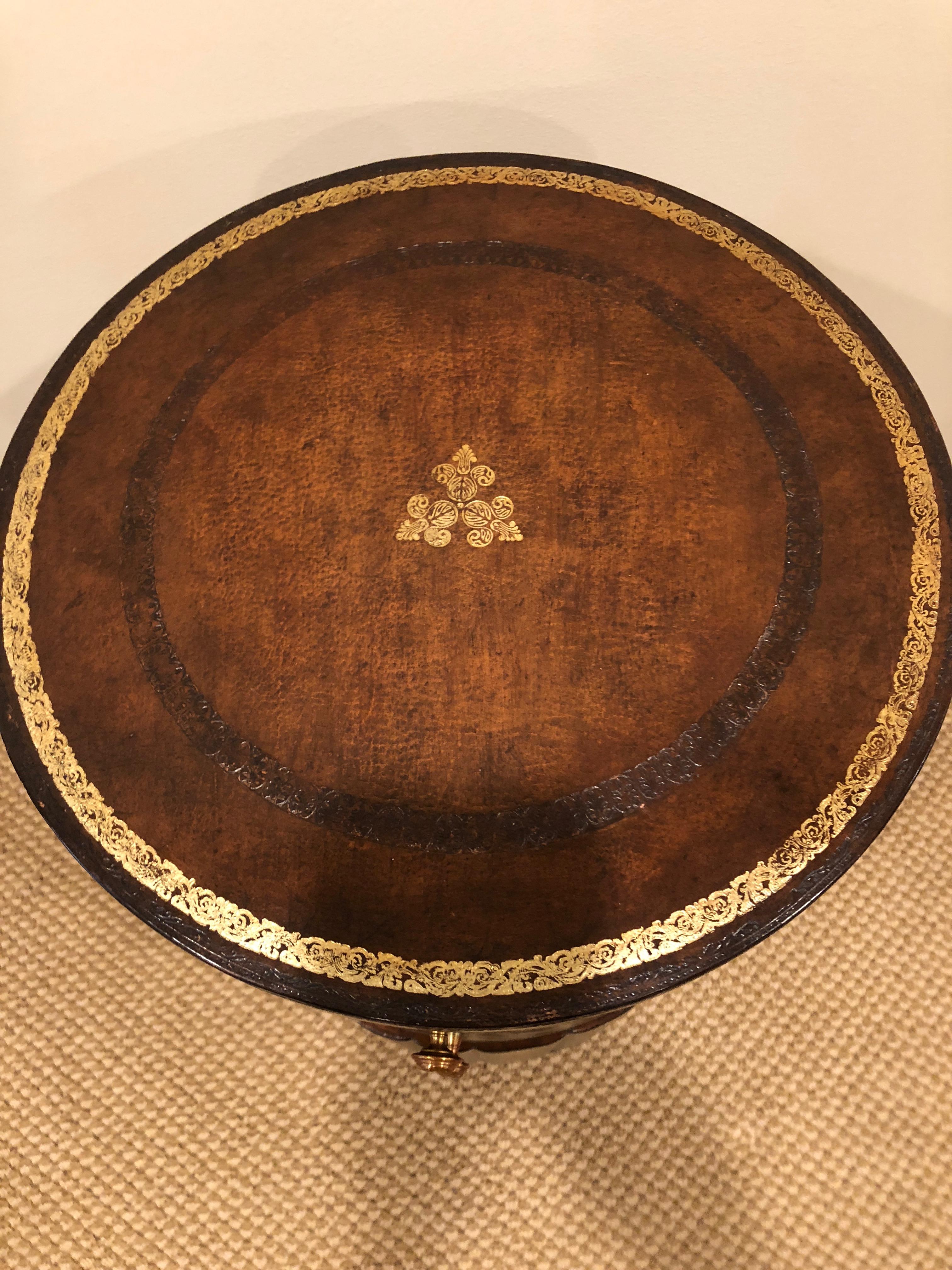 Late 20th Century Adorable Round Maitland Smith Book Motife End Table Cabinet