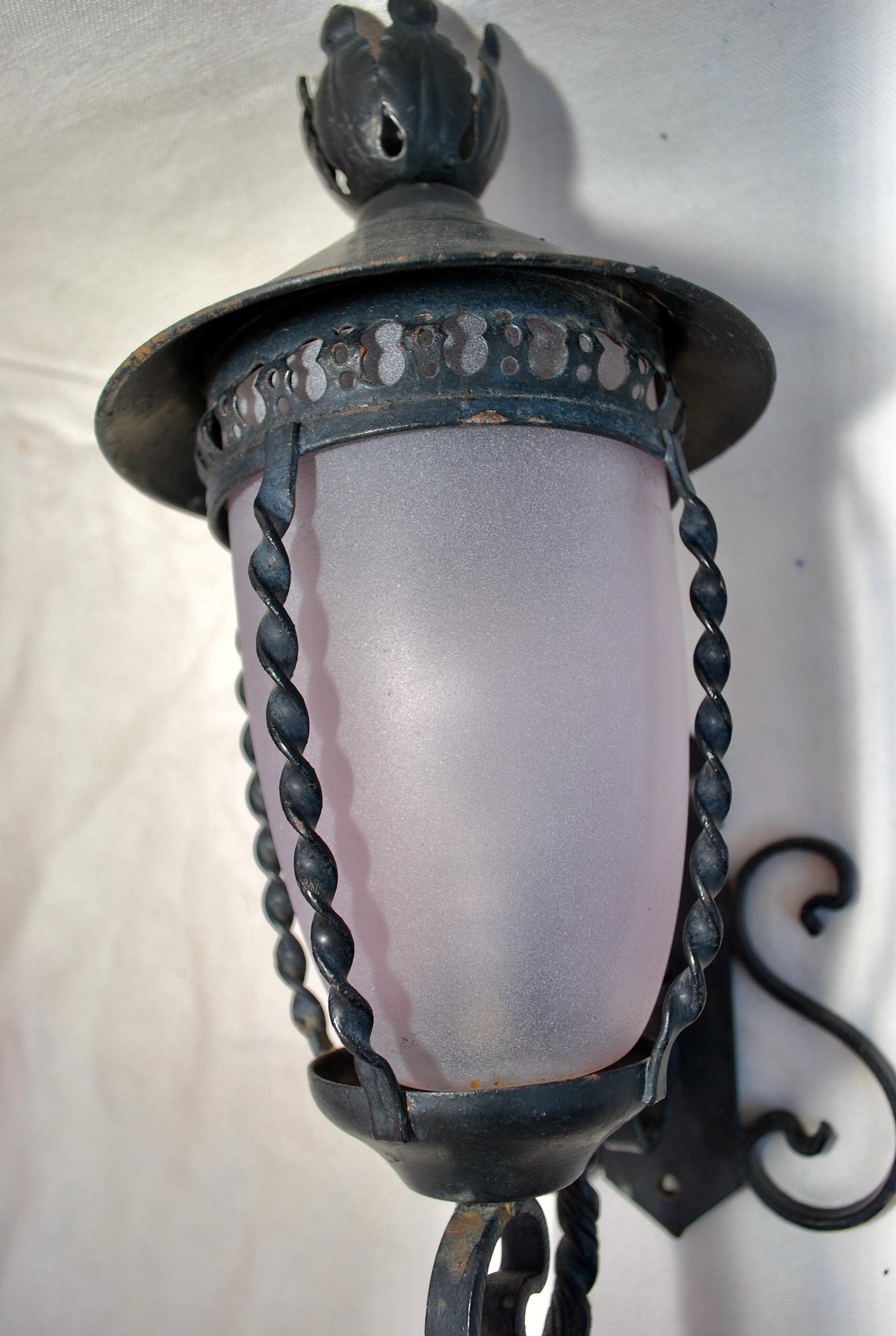 Mid-20th Century Adorable Small Pair of French 1940's Wrought Iron Outdoor/Indoor Sconces