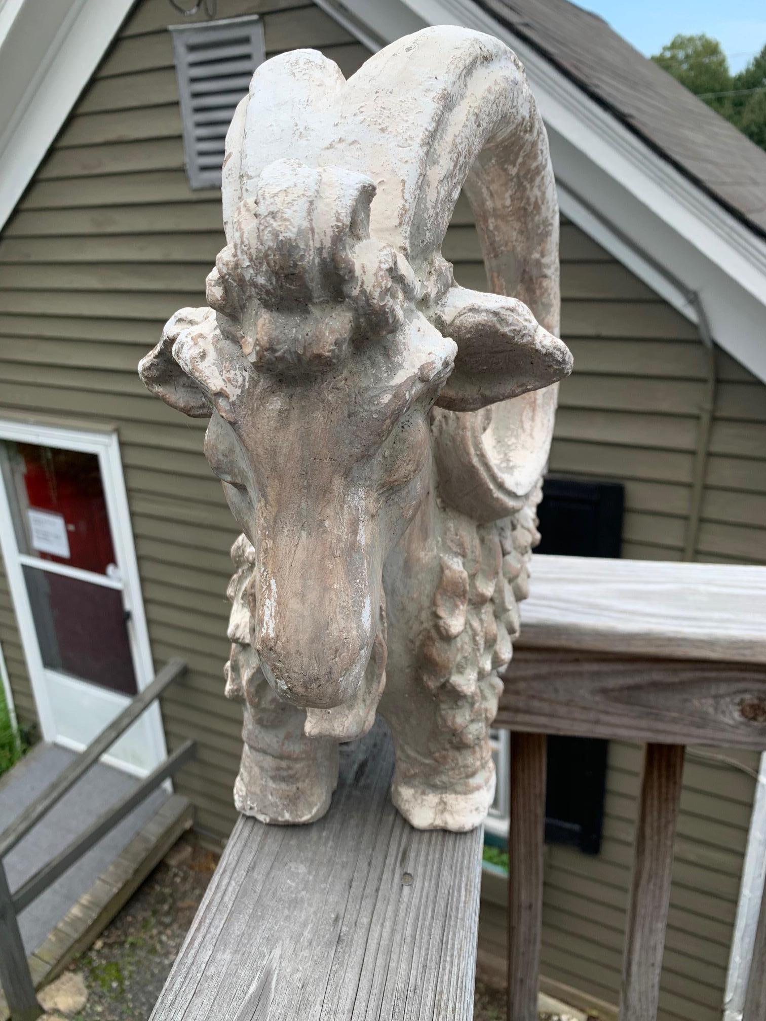 Late 20th Century Adorable Terracotta Sculpture of Billy Goat Ram For Sale