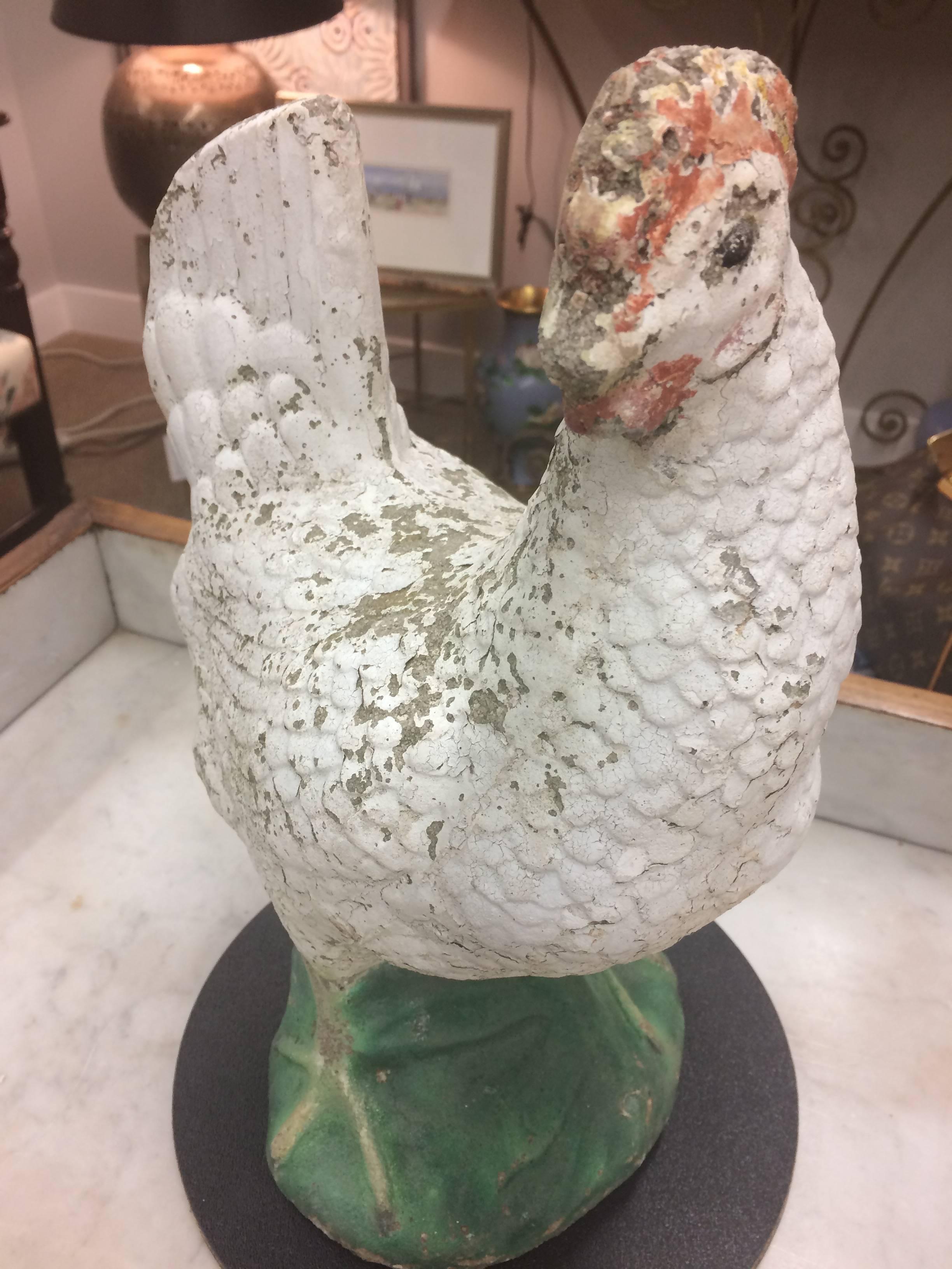 vintage concrete chicken