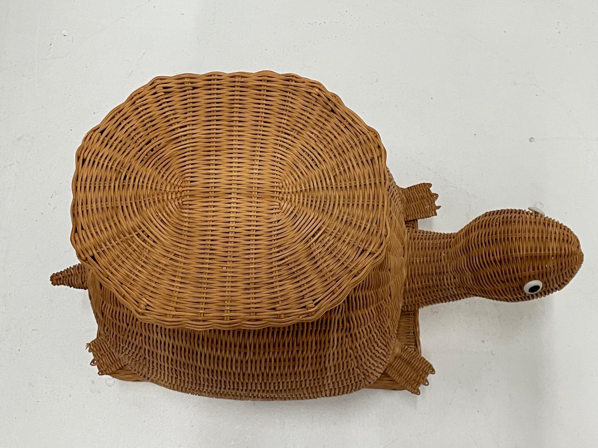 Philippine Adorable Vintage Wicker Turtle Shaped End Table For Sale