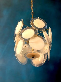 Adorable Vistosi Disc Murano Chandelier, 1970s
