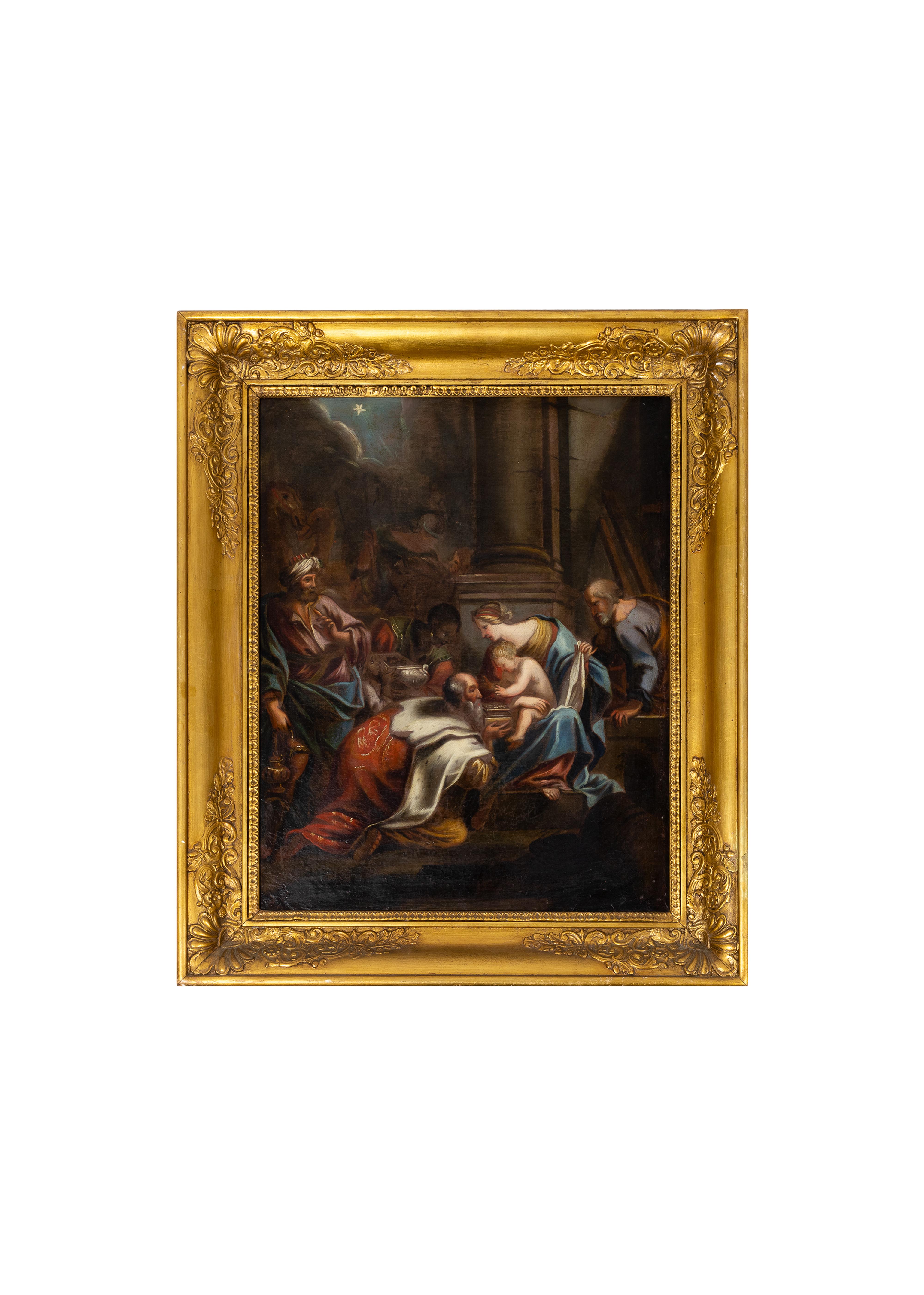 18th Century and Earlier Adoration of the Magi, Italian Baroque Religious Art, 18th Century For Sale