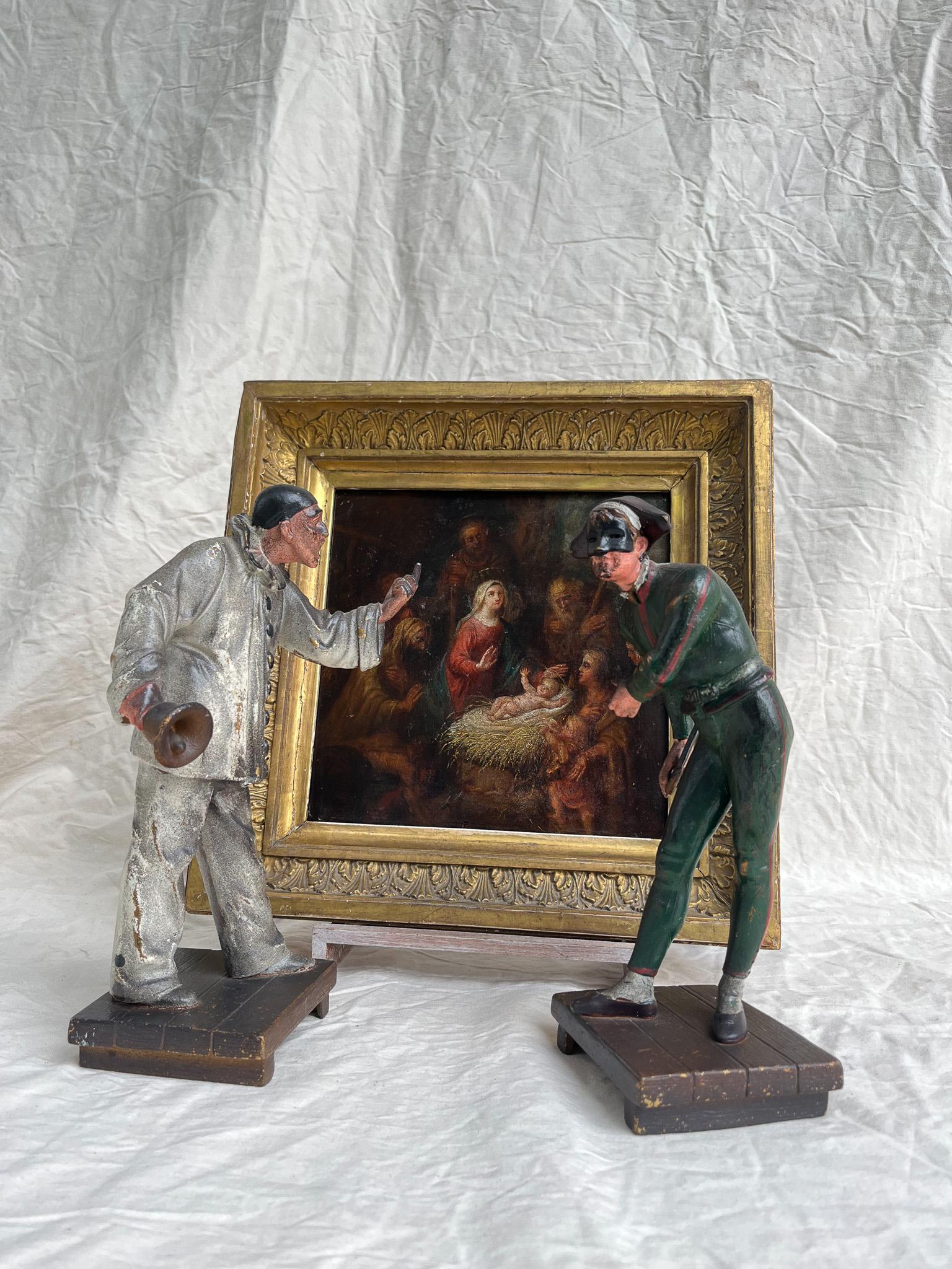 XVIIIe siècle et antérieur Adoration des bergers, école française, huile sur toile, 18e siècle, encadrée en vente
