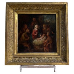 Adoration of the Shepherds, French School, Oil on Canvas, 18th Century, Framed