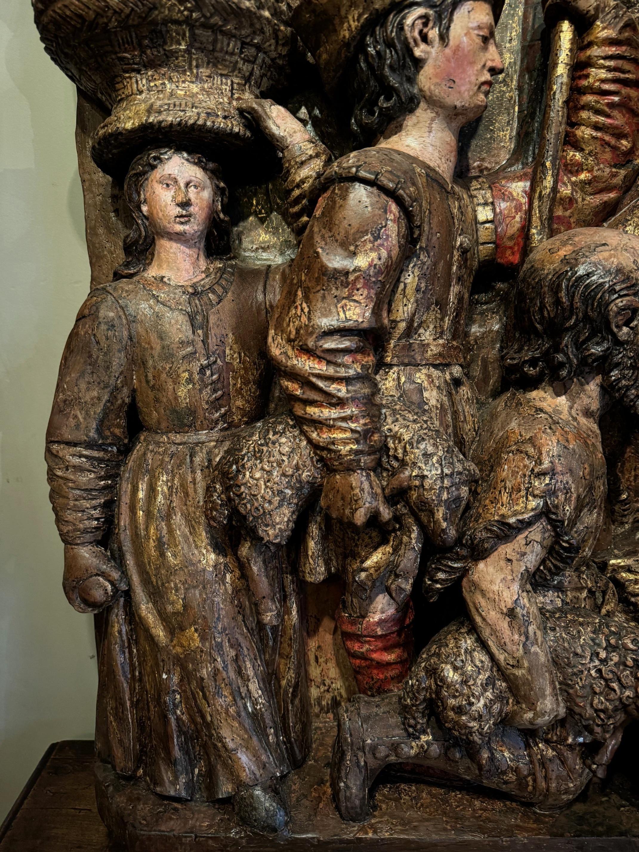 Intagliato a mano Adorazione dei pastori - Grande altorilievo, Italia settentrionale Circa 1500 in vendita