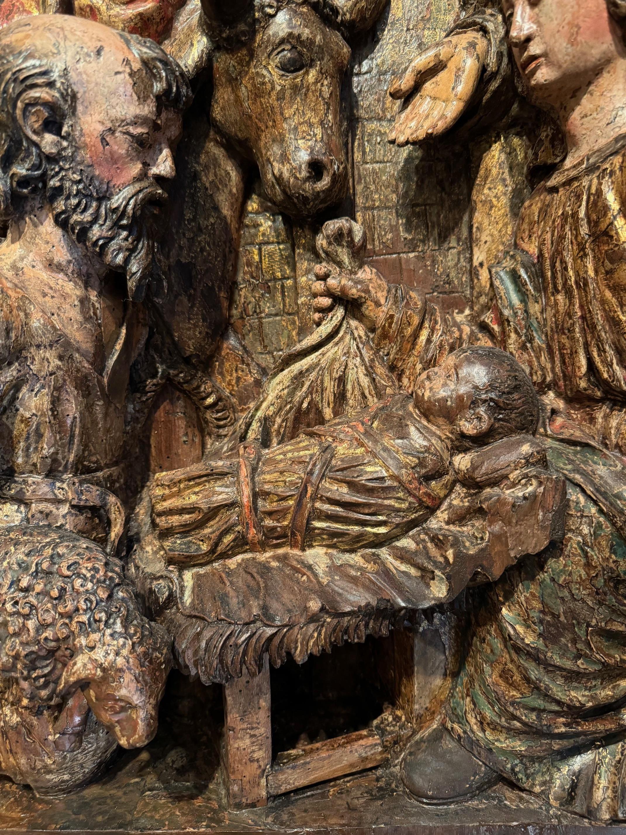 Adorazione dei pastori - Grande altorilievo, Italia settentrionale Circa 1500 In condizioni buone in vendita a PARIS, FR