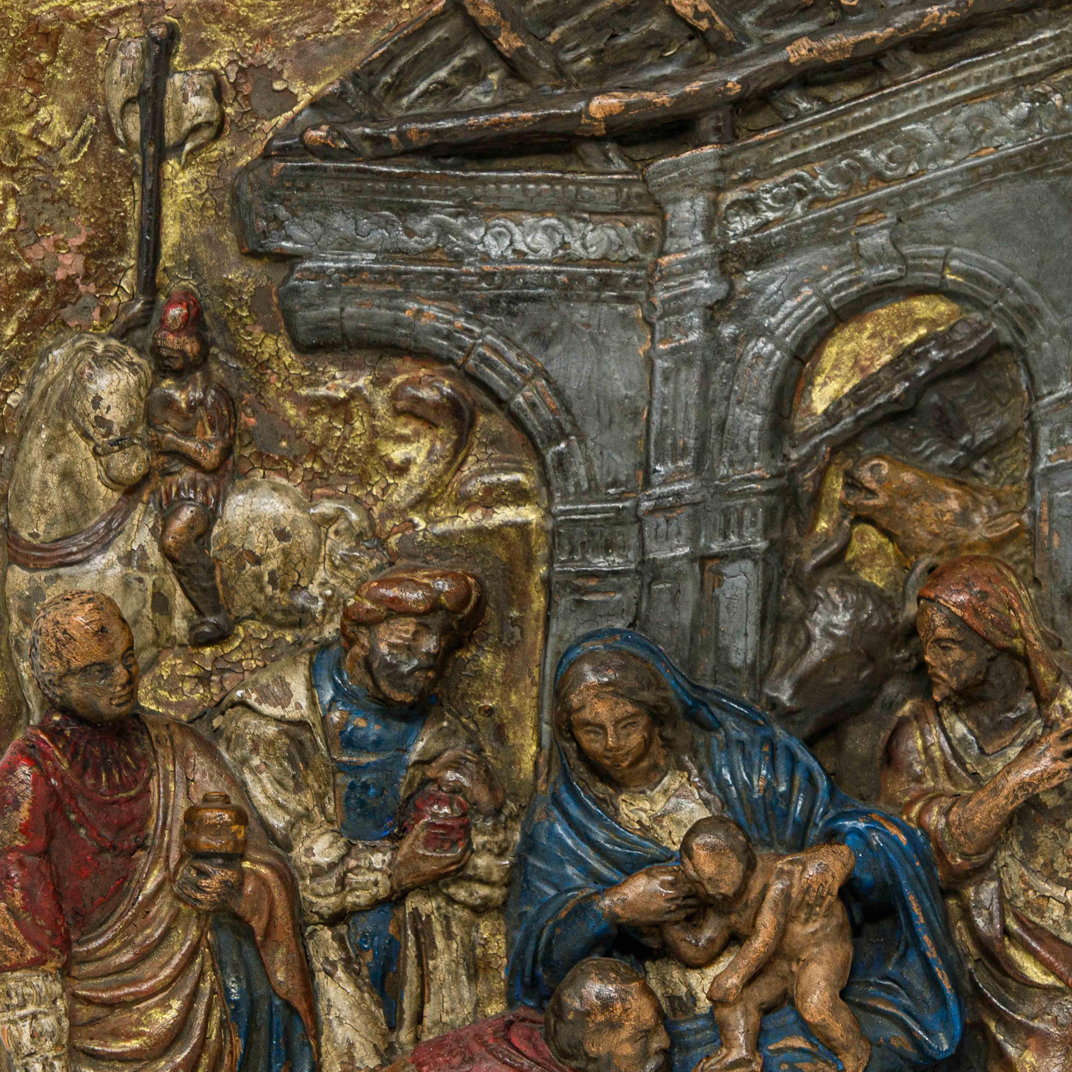 Anbetung der Könige in polychromer Terrakotta, 17. Jahrhundert im Zustand „Gut“ im Angebot in Milan, IT