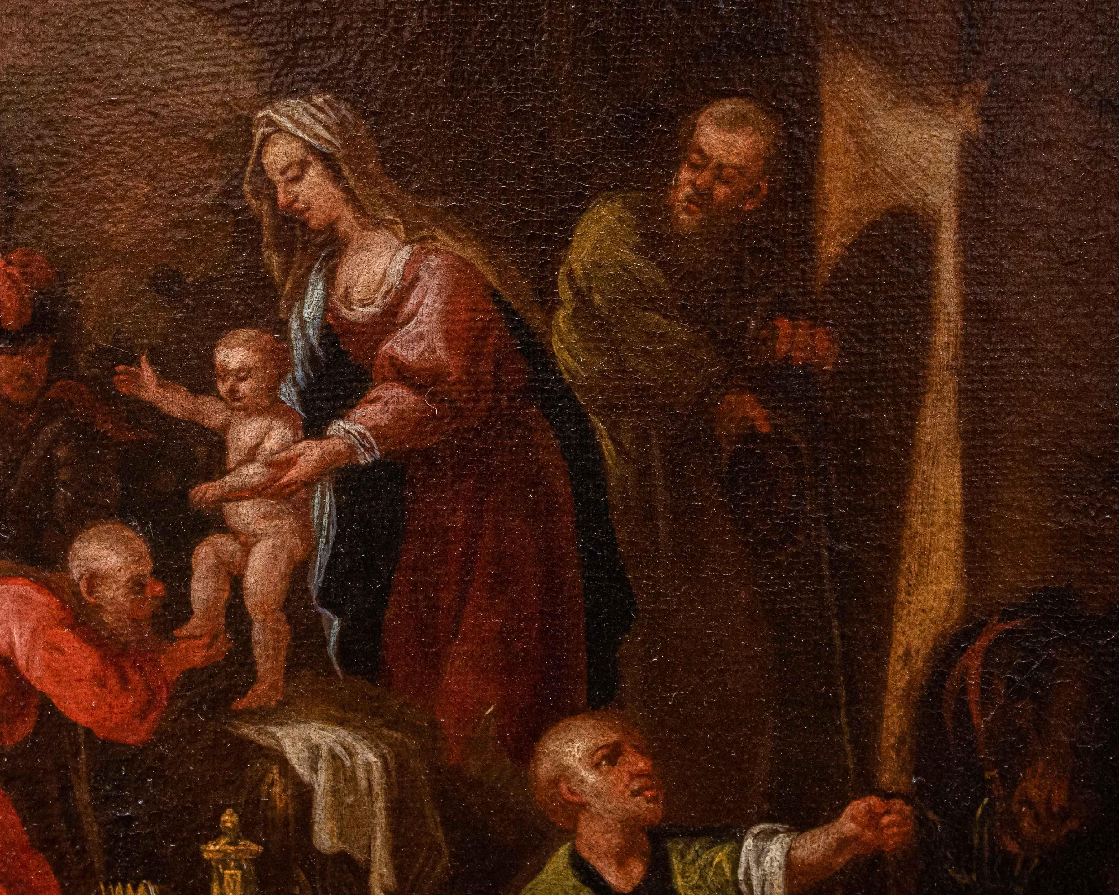 Adorazione dei Magi, Olio su tela, XVII secolo, Scuola veneta For Sale 5