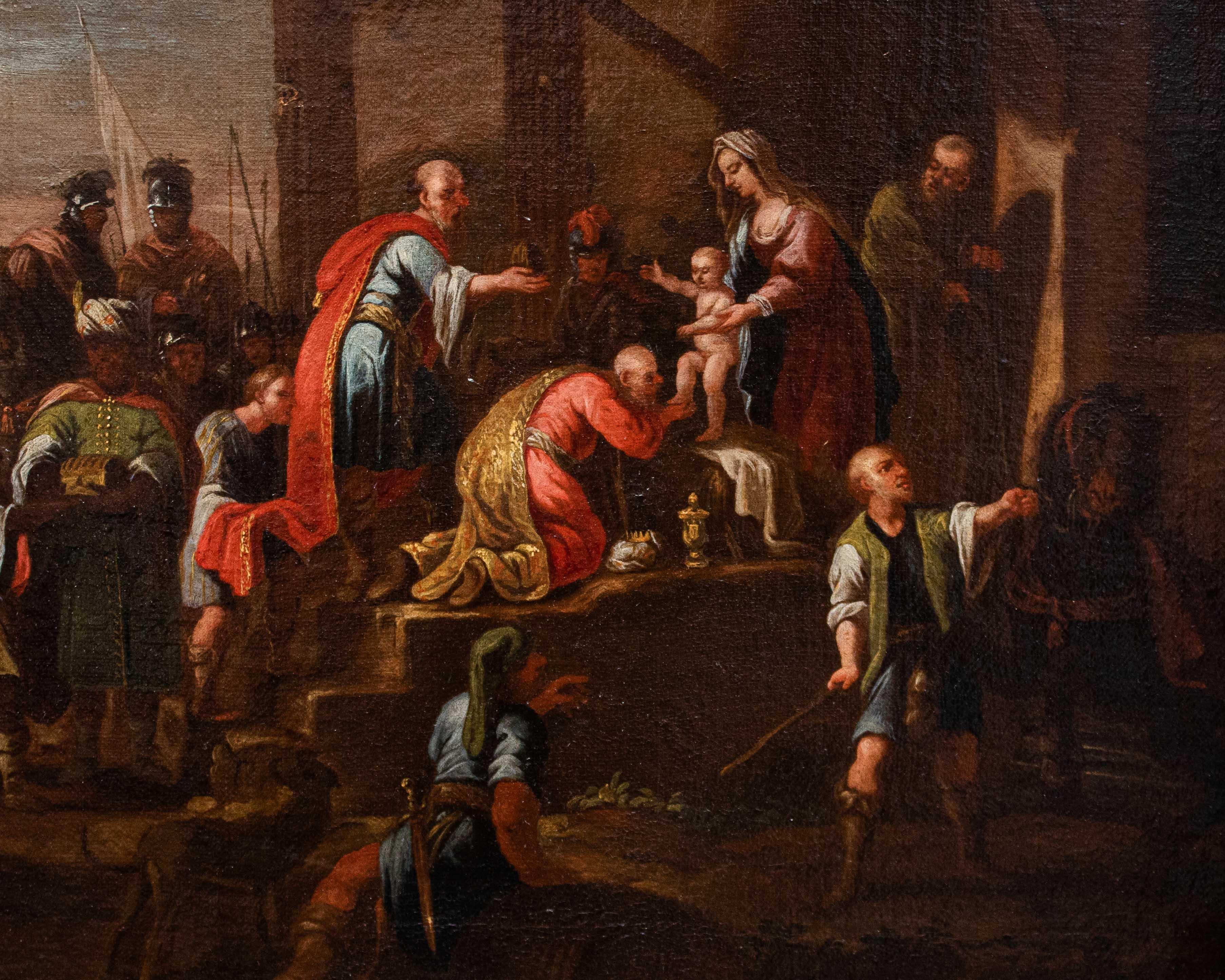 Adorazione dei Magi, Olio su tela, XVII secolo, Scuola veneta For Sale 3