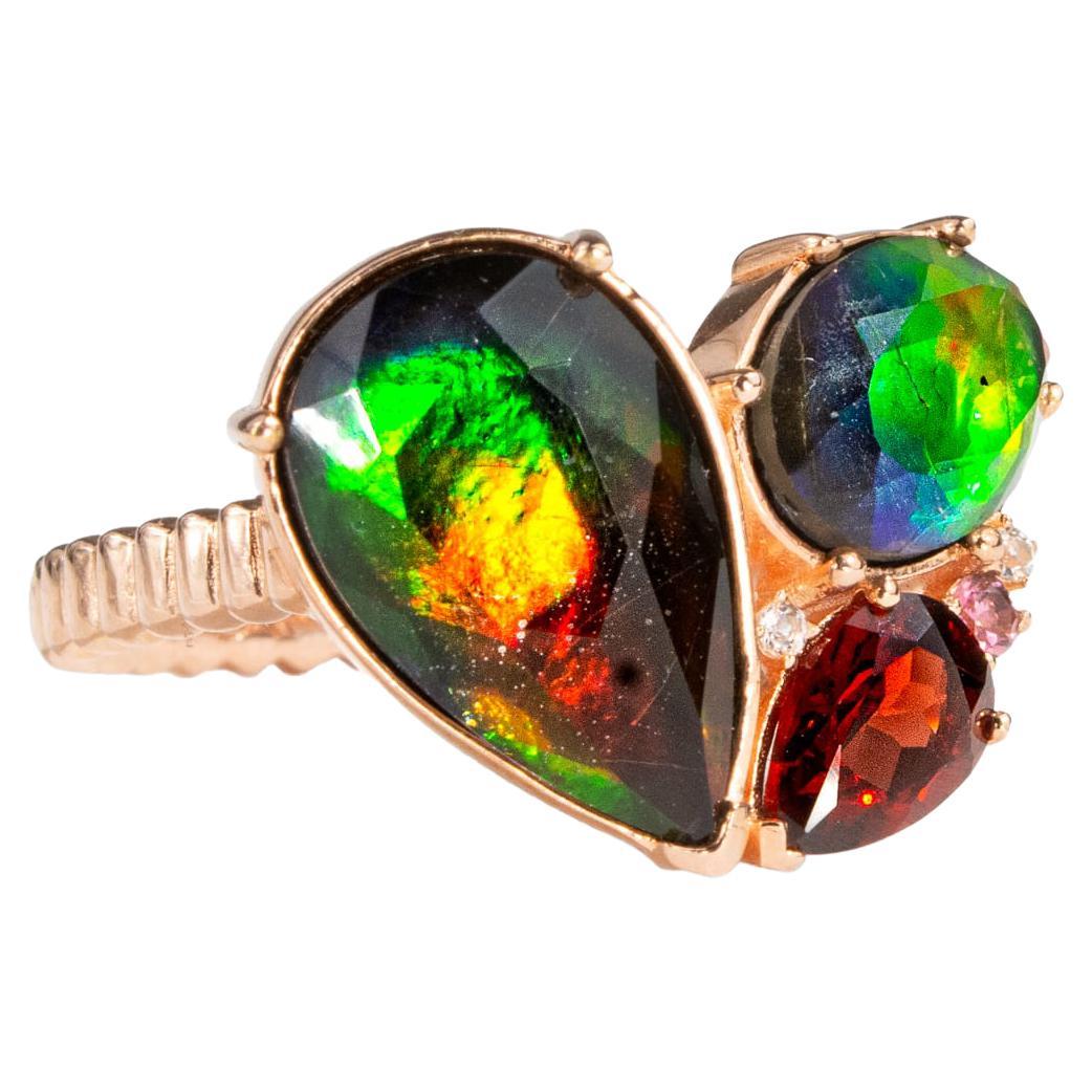 Adore ammolite ring in 18k rose gold vermeil - Size 5 For Sale