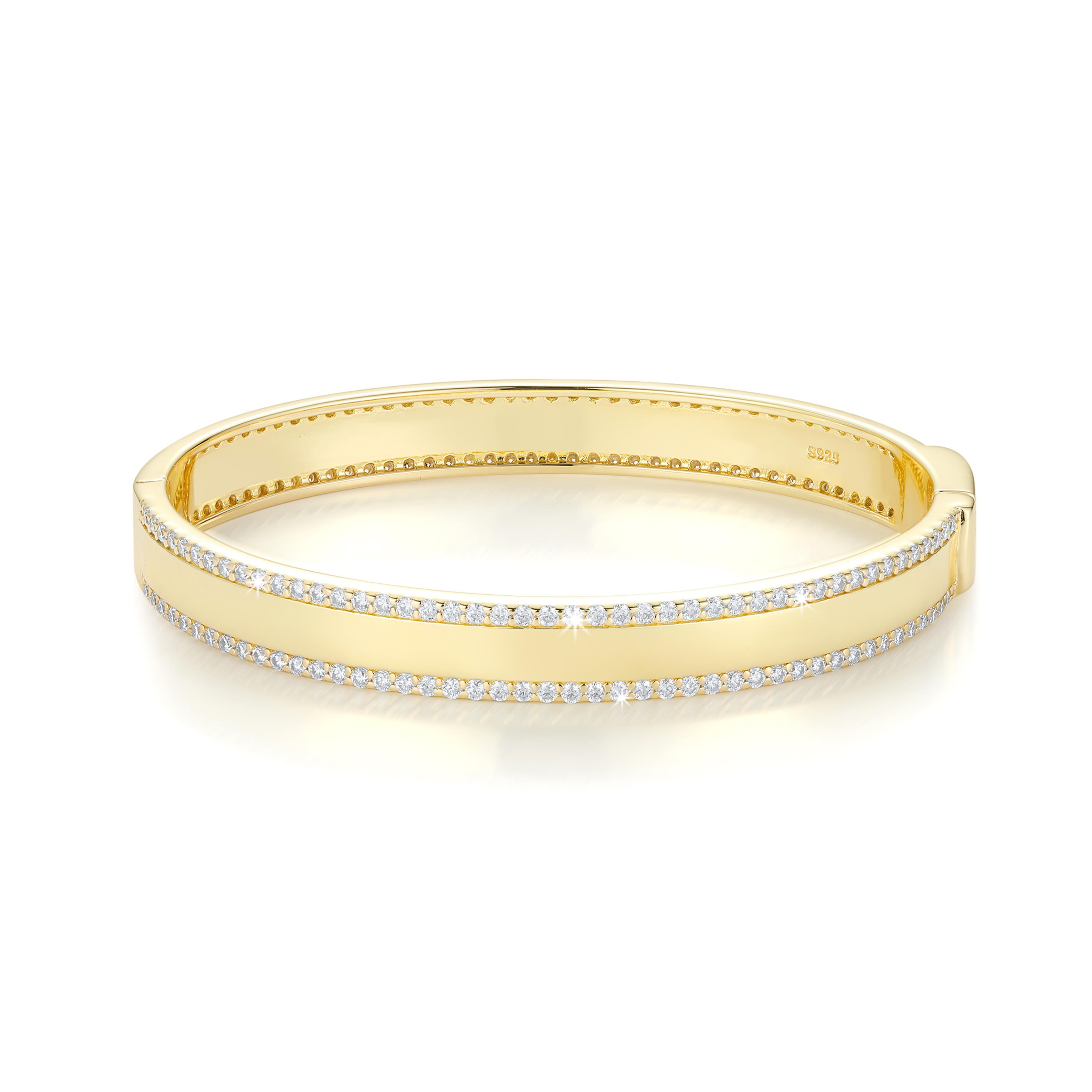 Round Cut 2 Row Diamond Bangle For Sale