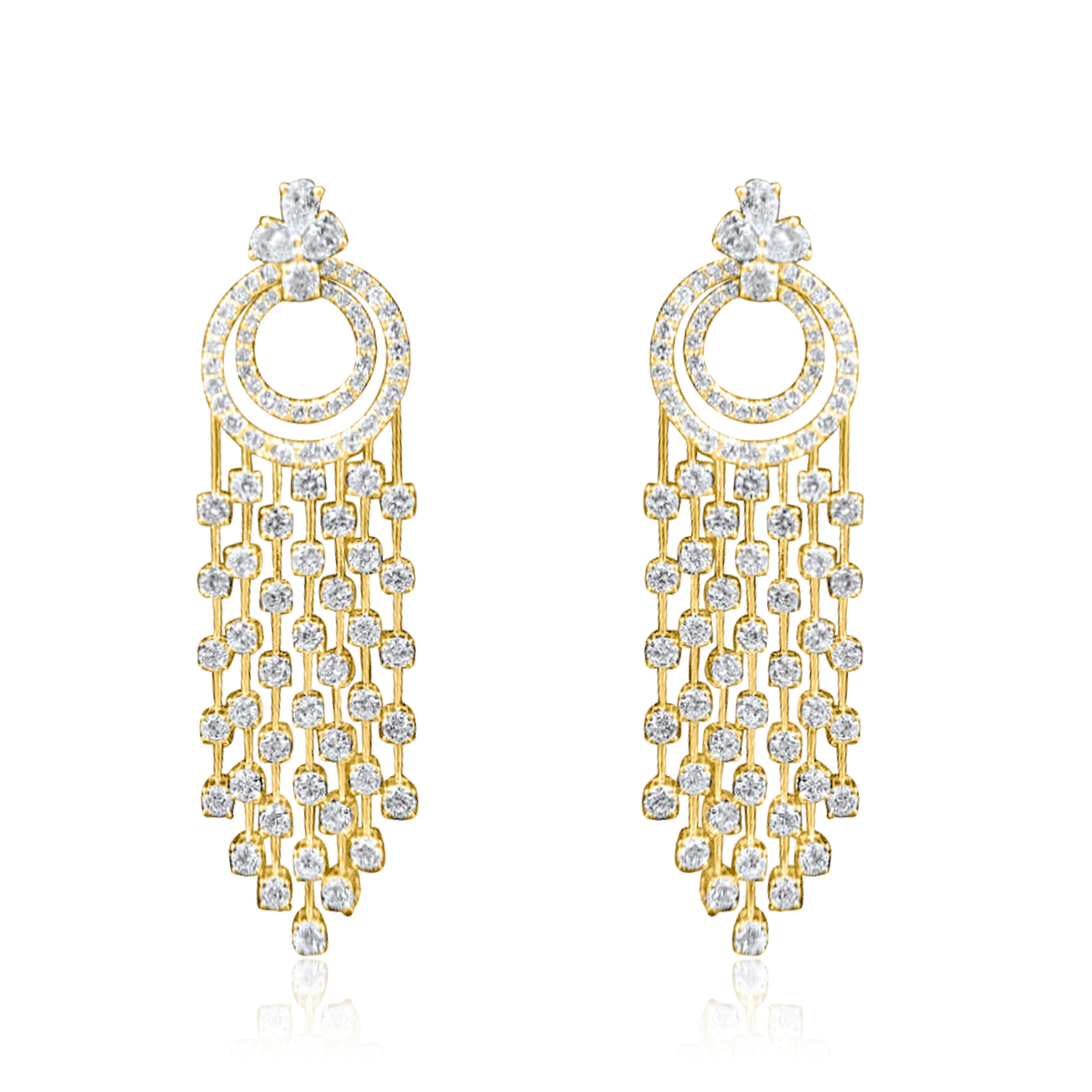 Behold the exquisite charm of our Estate Chandelier Earrings, a testament to timeless elegance, meticulously crafted in 18k gold. Designed by minimalist artist Vera of AdornA Lux High Jewelers, these earrings exemplify top-quality craftsmanship and