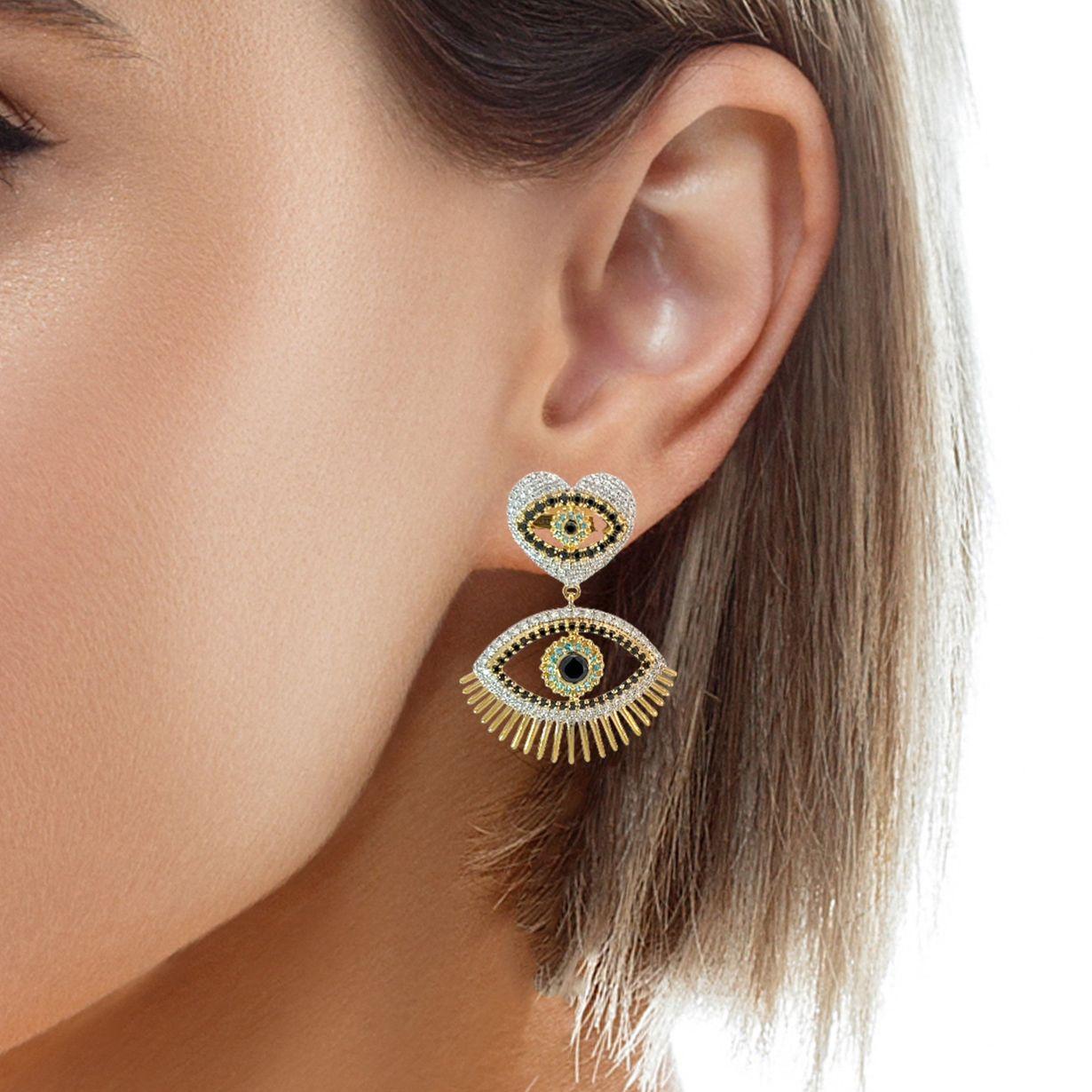 Adorna Lux - Enchanting evil eye earrings For Sale 1