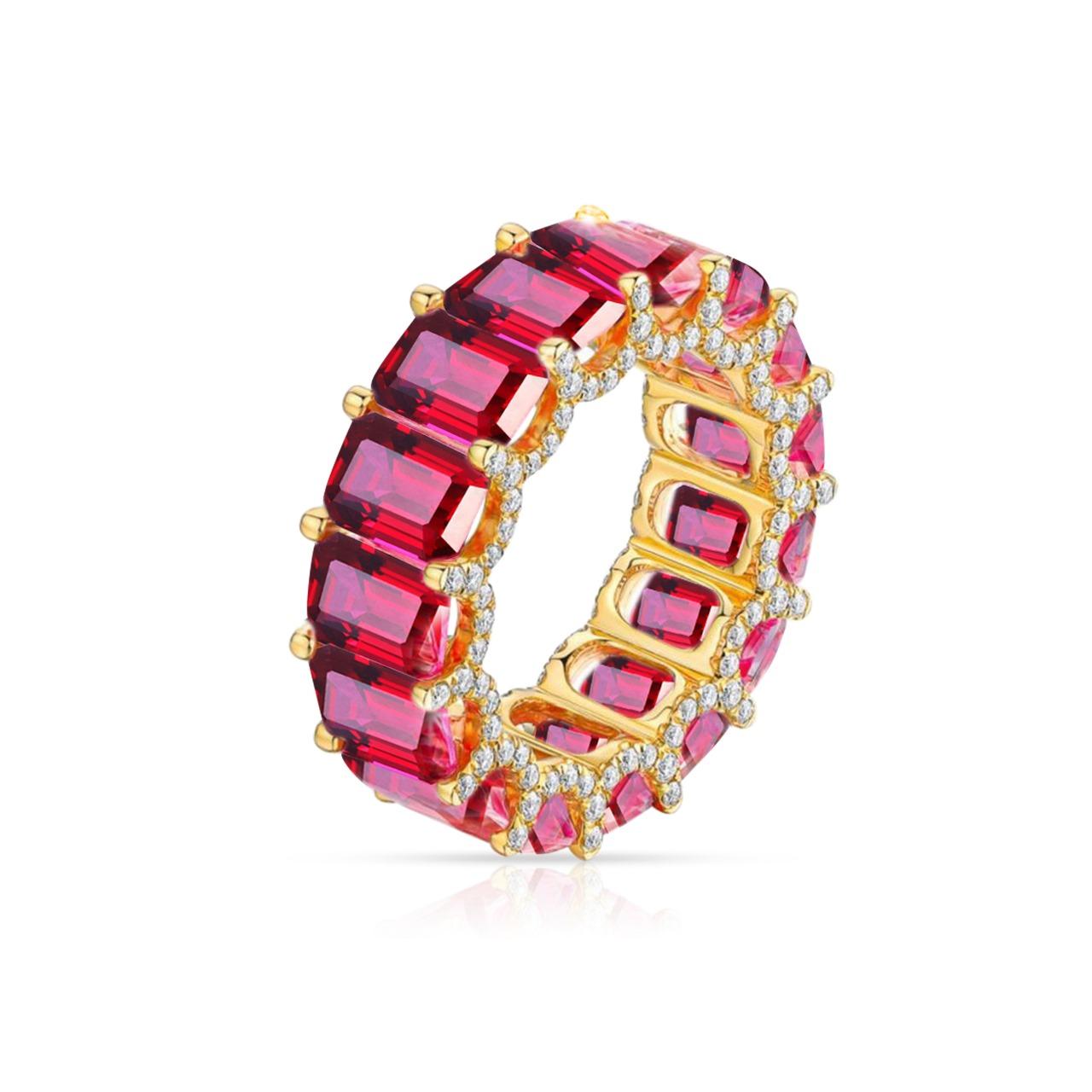 Experience the world-renowned craftsmanship of the Baguette Eternity Band collection, celebrated for its exquisite use of baguette-cut gemstones. Designed by minimalist artist Vera from AdornA Lux High Jewelers, these bands are masterfully