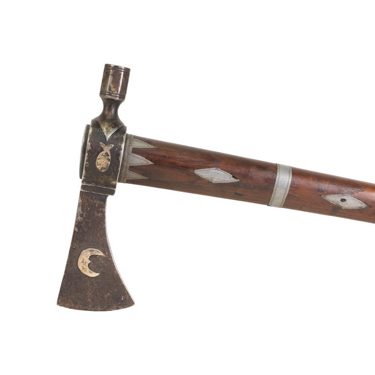 Adorned Iron 19th Century Pipe Tomahawk For Sale at 1stDibs