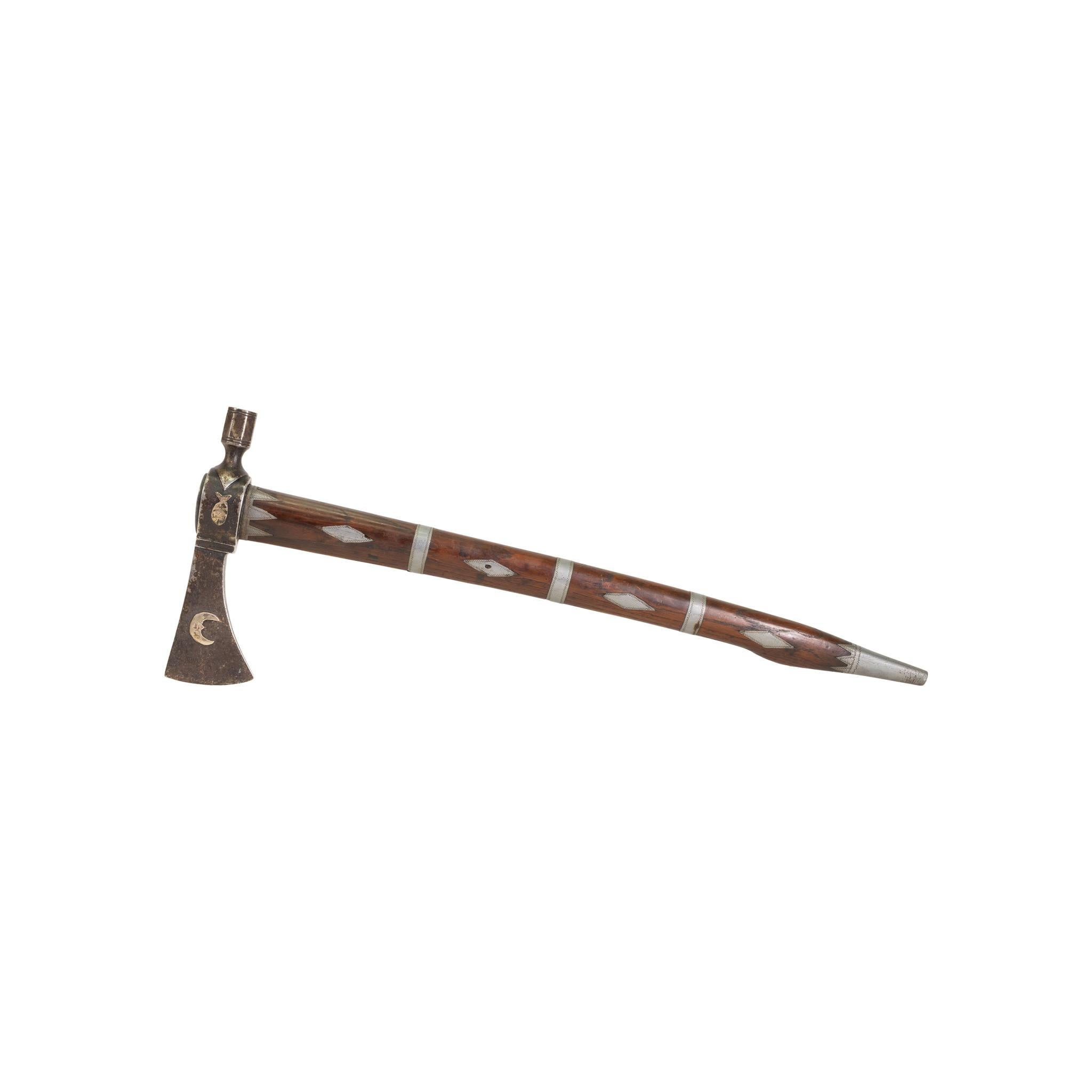 American Adorned Iron 19th Century Pipe Tomahawk For Sale