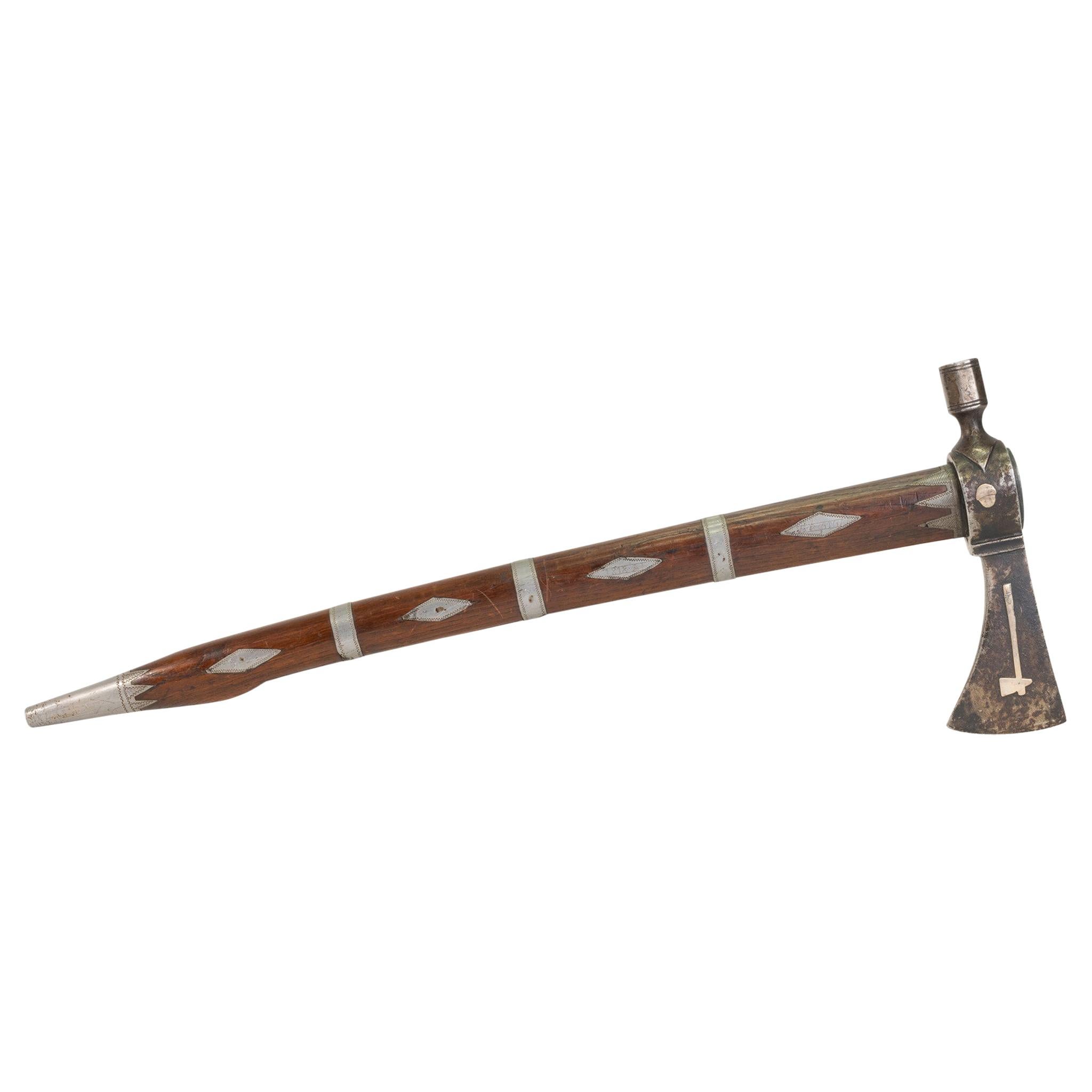 Adorned Iron 19th Century Pipe Tomahawk For Sale