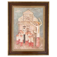 Vintage Adorno Bonciani, Italian "Choir of Santa Maria Novella Church" Painting C. 1968