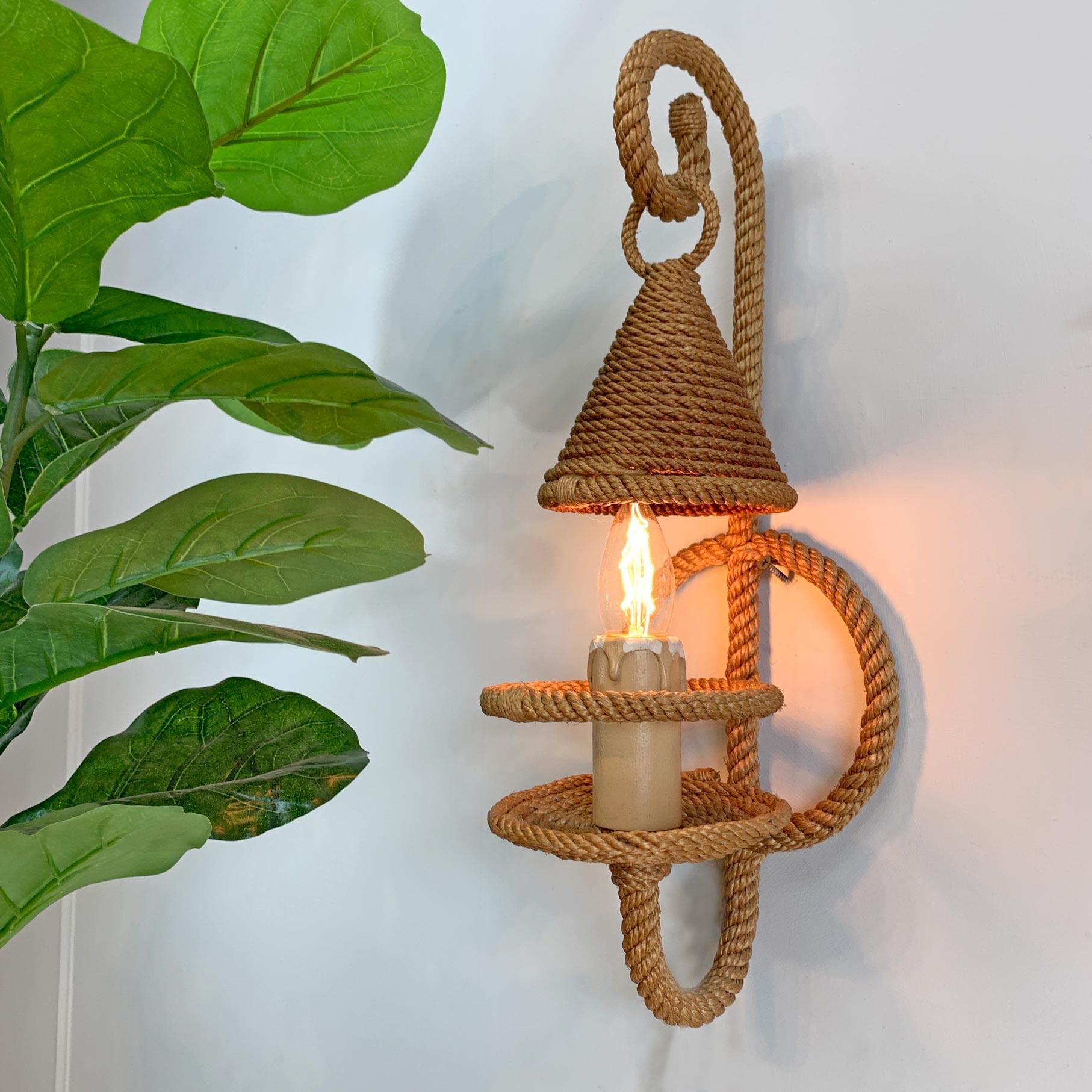 Mid-20th Century  Adoux Minet Style Rope Wall Light