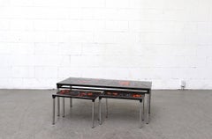 Vintage Adri 70's Tile Coffee Table Set