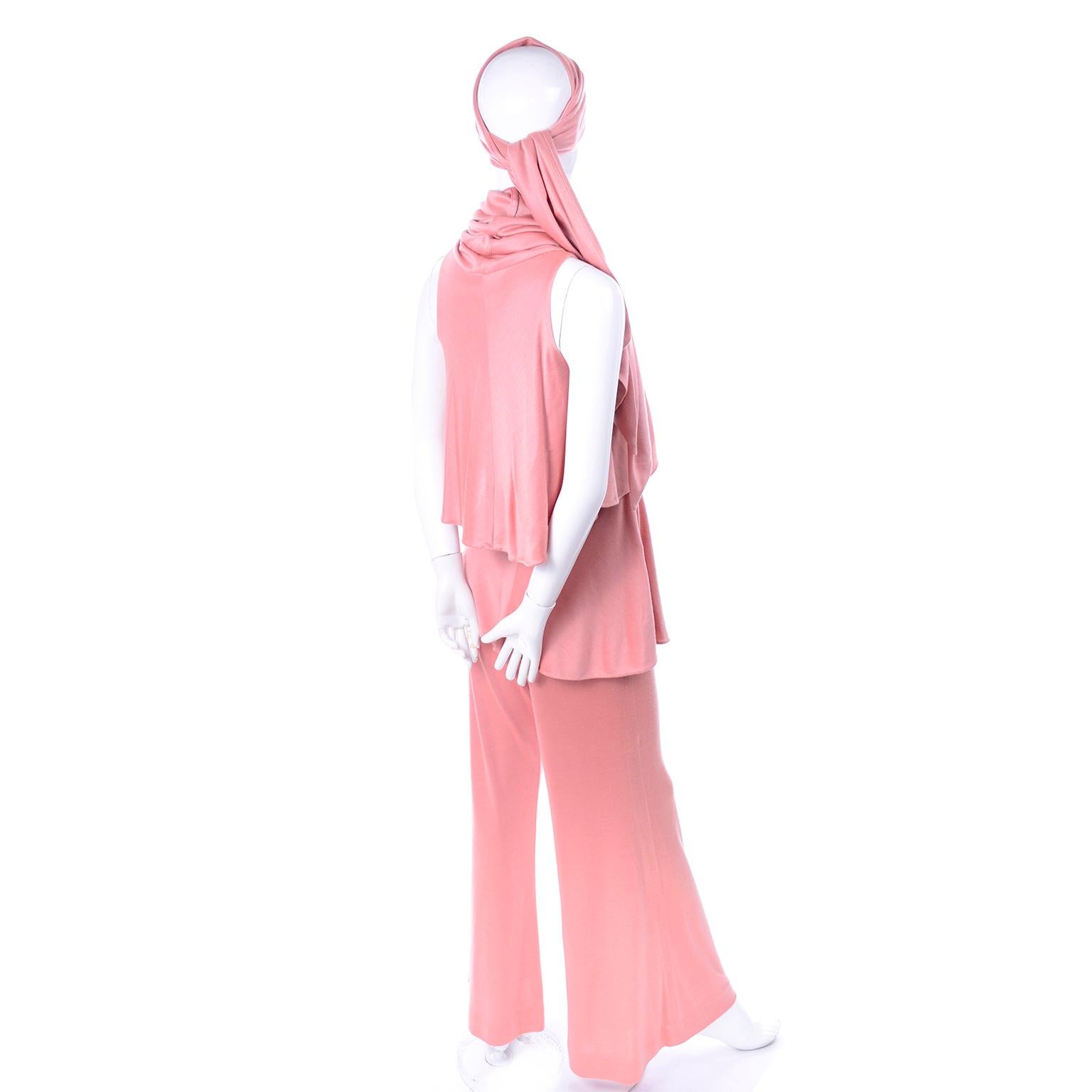 Women's Adri Mary Adrienne Steckling Coen Vintage Coral Pink Outfit W Pants Top & Scarf