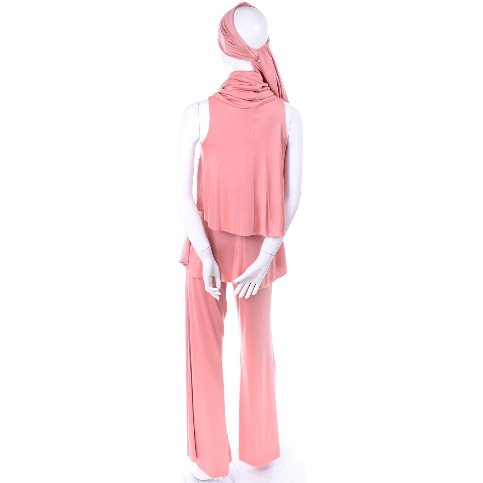 Adri Mary Adrienne Steckling Coen Vintage Coral Pink Outfit W Pants Top & Scarf 1