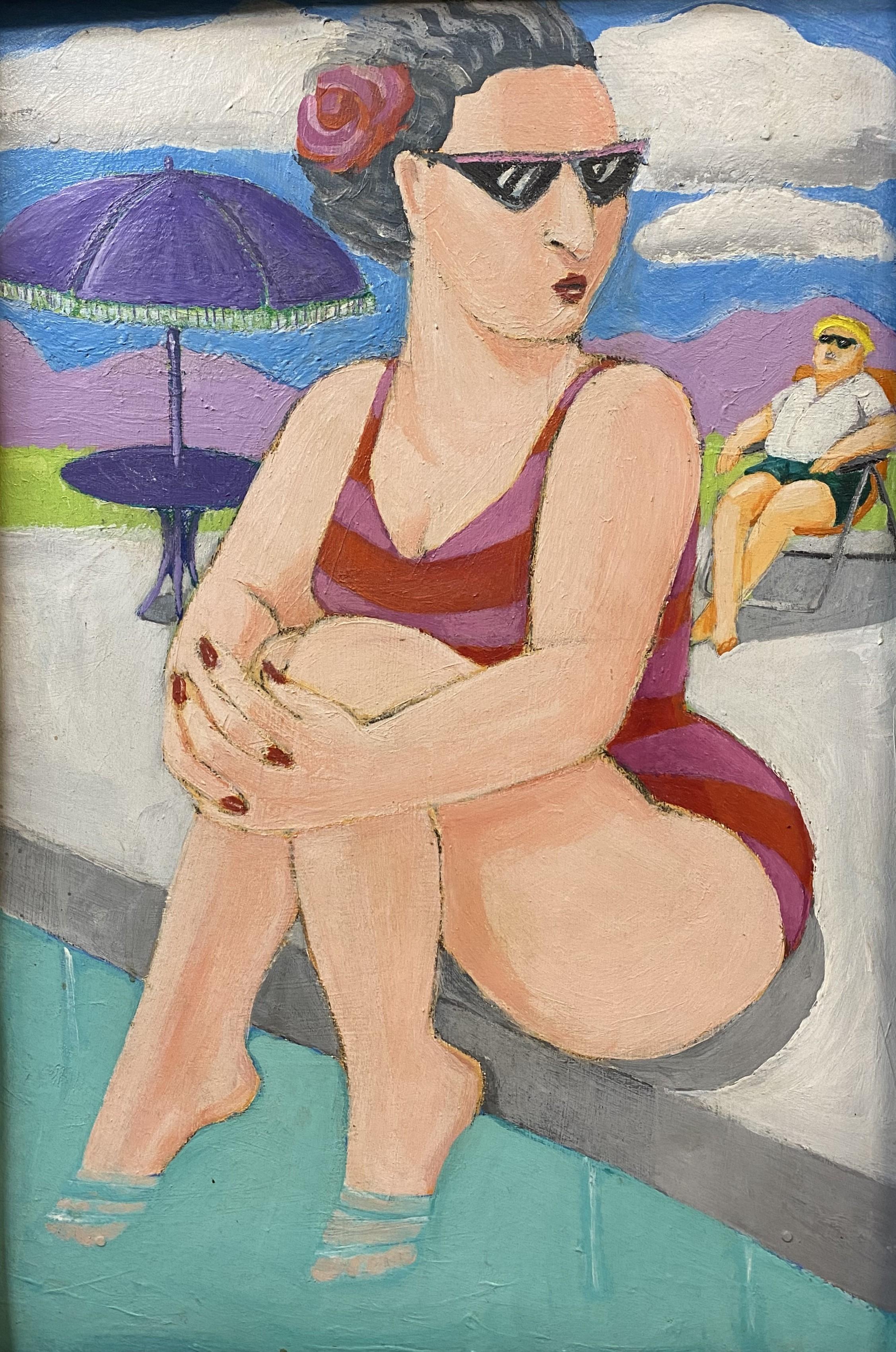 A bordo piscina - Painting di Adria Arch