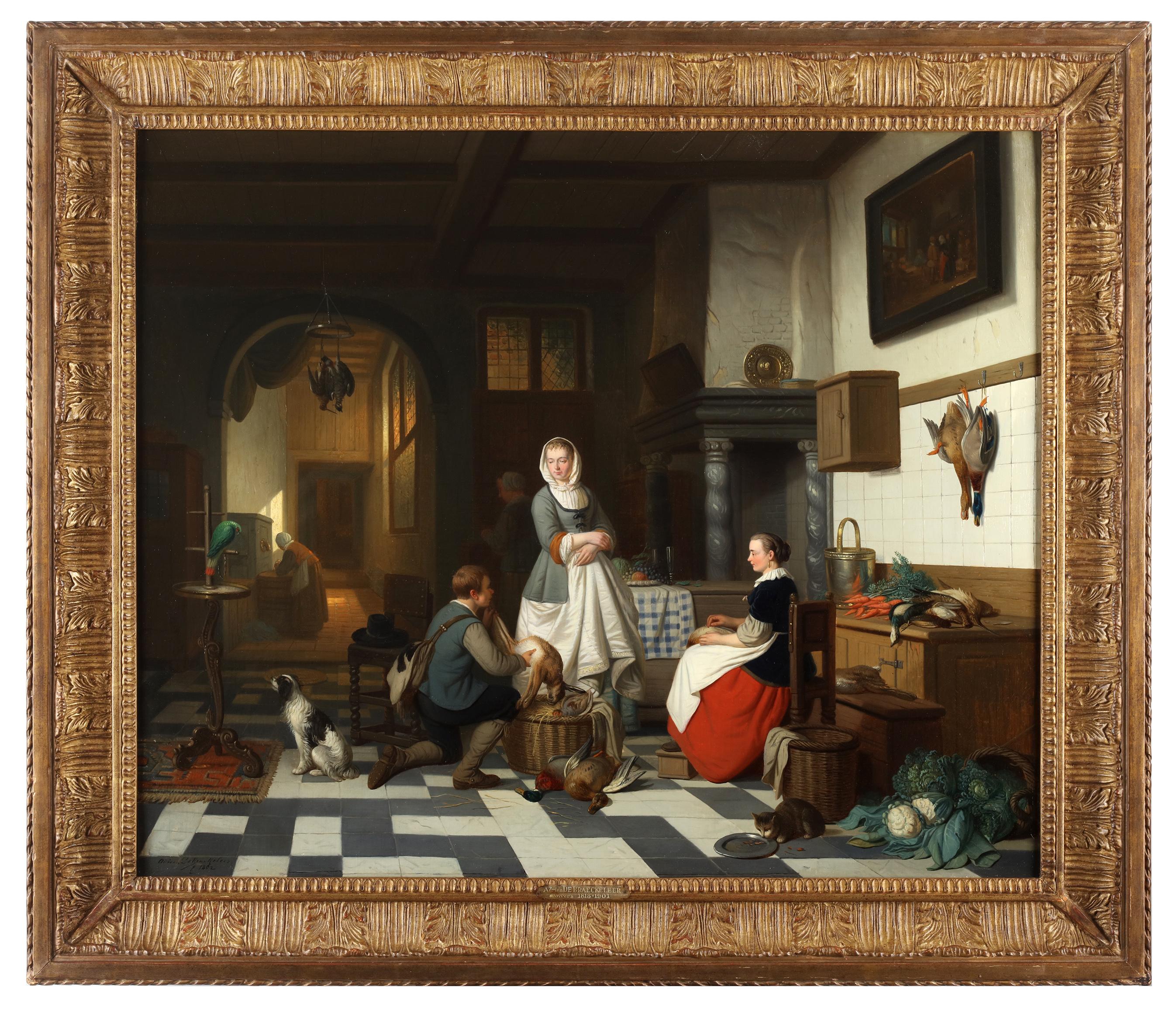 A kitchen interior - Adriaan de Braekeleer (1818-1904) For Sale 1