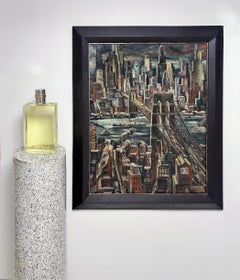 Brooklyn Bridge from Manhattan Dramatic Light, Lower Manhattan Skyline Painting