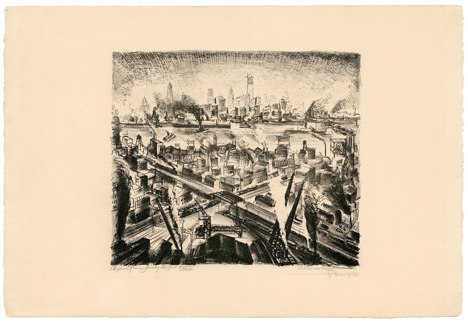 Skyline da Jersey Heights' - Modernismo anni '30 - Print di Adriaan Lubbers