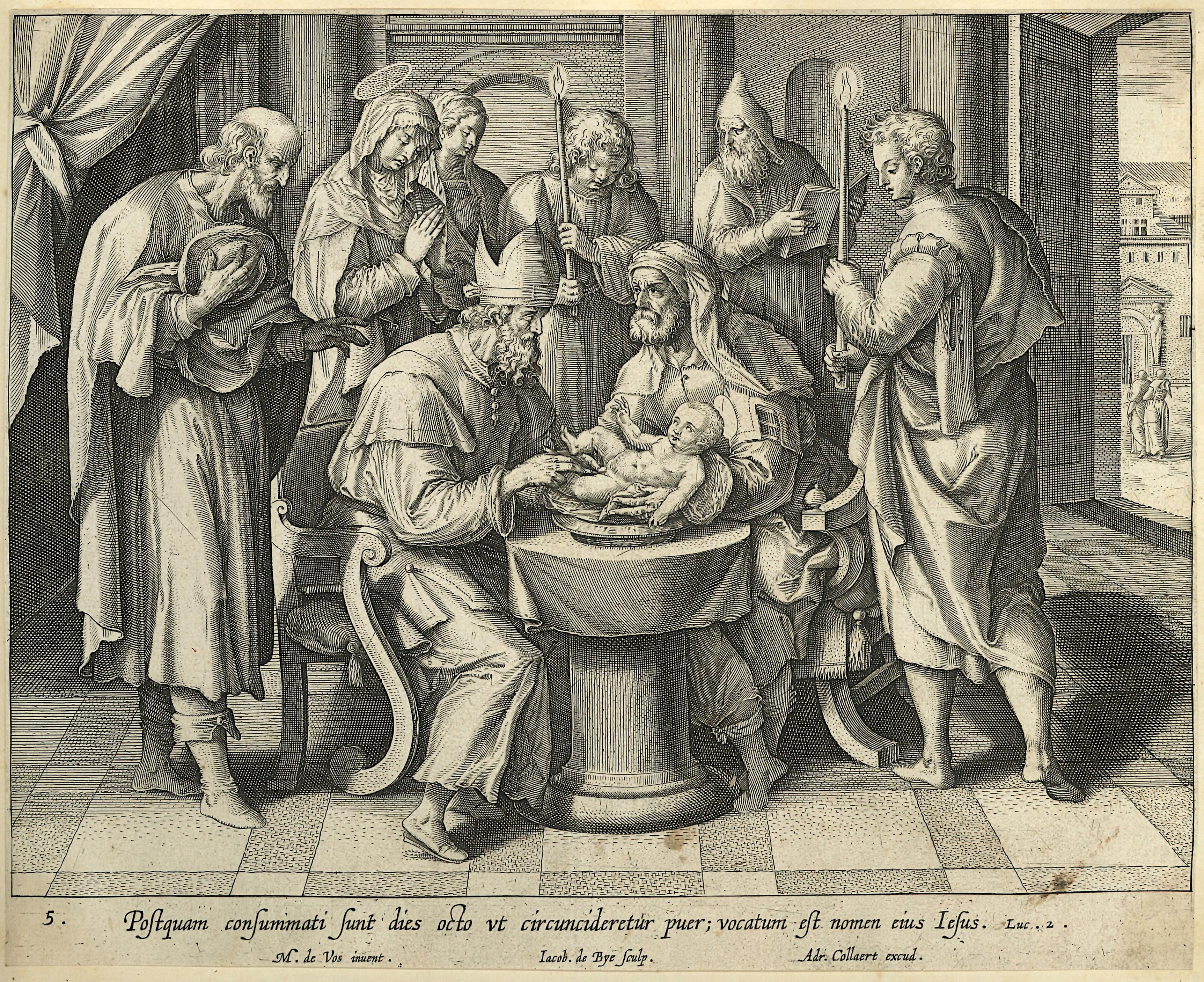 Adrian Collaert early engraving Martin de Vos The Circumcision of Christ