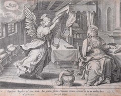 Adrian Collaert Martin de Vos Incisione del XVII secolo Annunciazione della Madonna