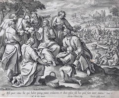 Adrian Collaert Martin de Vos 17th Century engraving Jesus' Feeding of the 5000