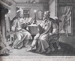 Adrian Collaert Martin de Vos 17th Century engraving Jesus & the Pharisee print