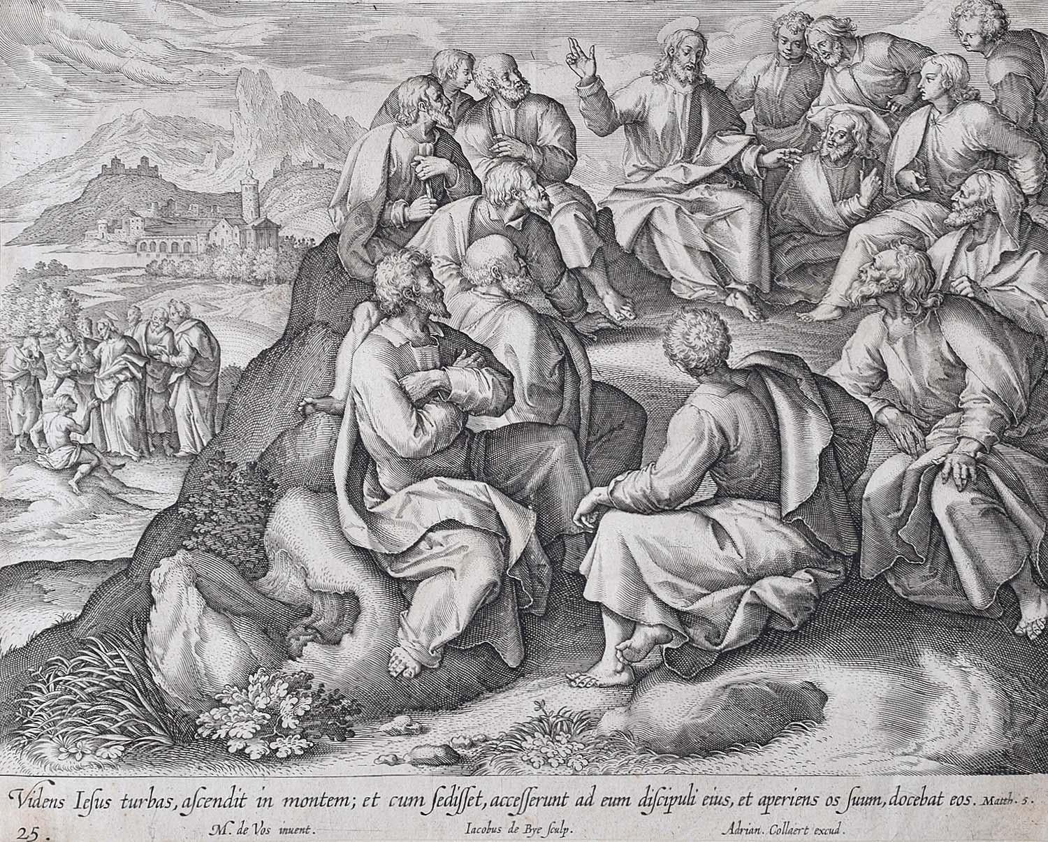 Adrian Collaert Martin de Vos 17th Century engraving The Sermon on the Mount