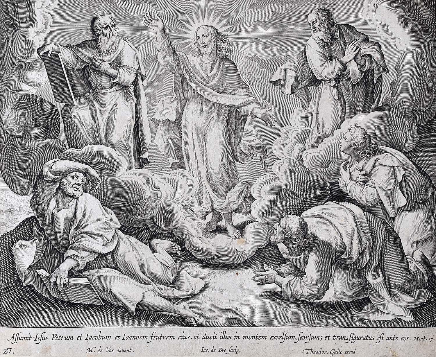Adrian Collaert Martin de Vos 17th Century engraving The Transfiguration