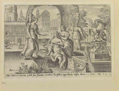 Antique Bathsheba Receiving David's Letter - Etching after Adriaen Collae - 17th Century